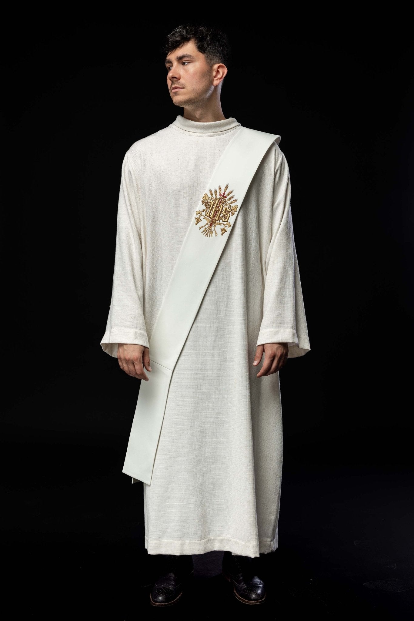 Étole de diacre avec motif de raisin et de croix KSD/139/05/01 ECRU - CHASUBLES.FR