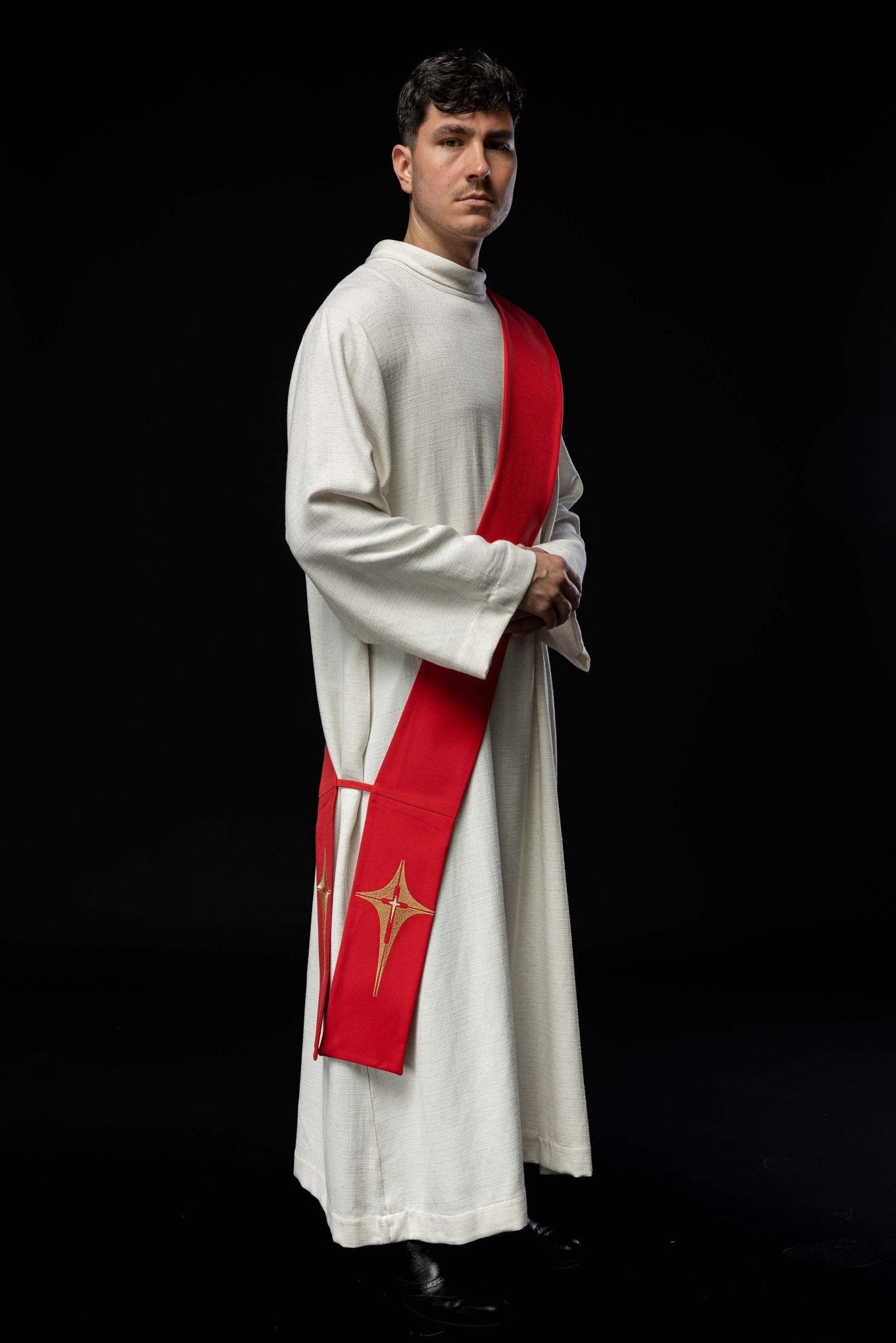 Étole de diacre brodée Croix KSD/134/02/01 CZERWONY - CHASUBLES.FR