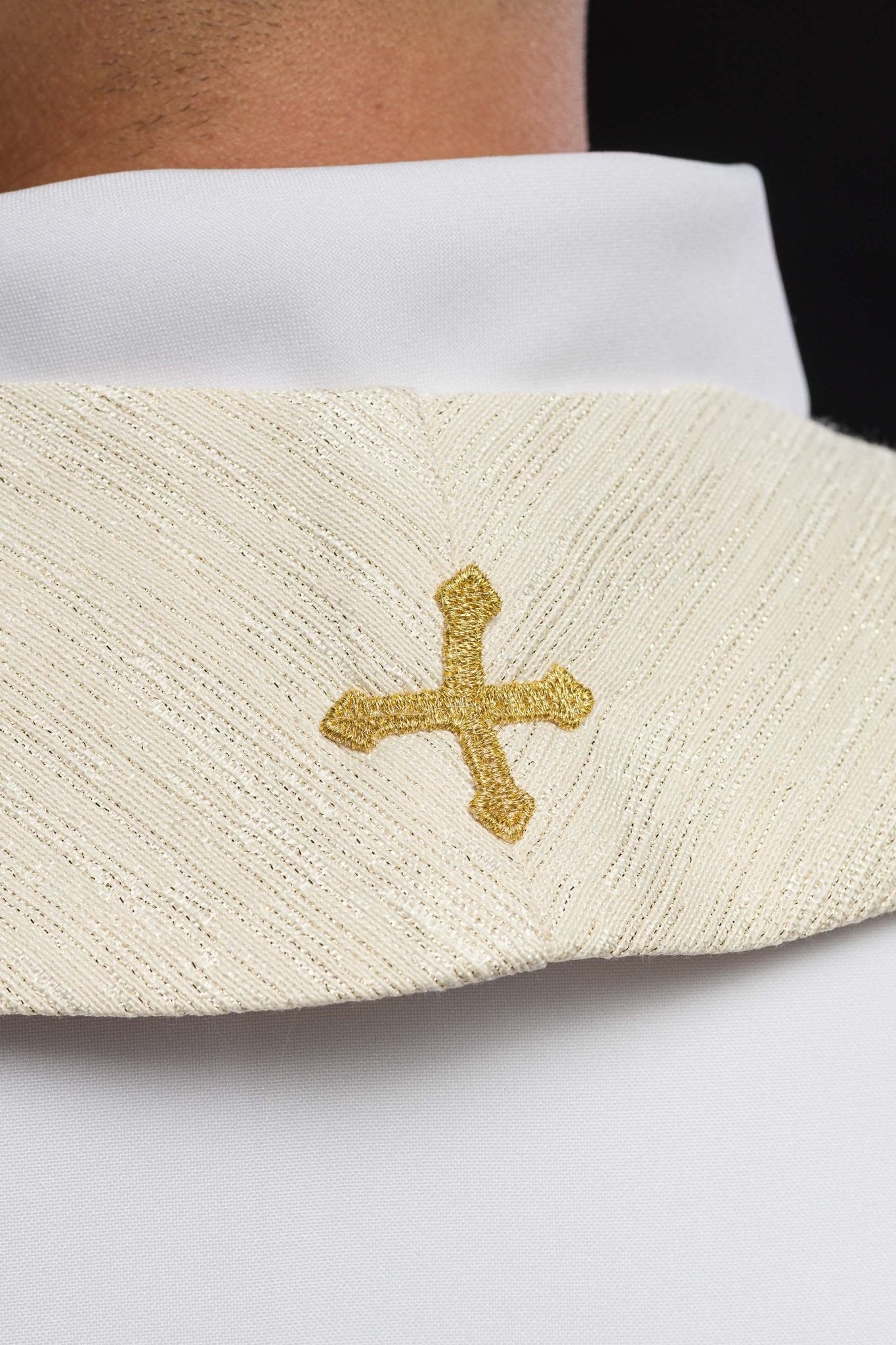 Étole de prêtre avec IHS brodée et calice eucharistique écru KST/508/05/42 ECRU - CHASUBLES.FR