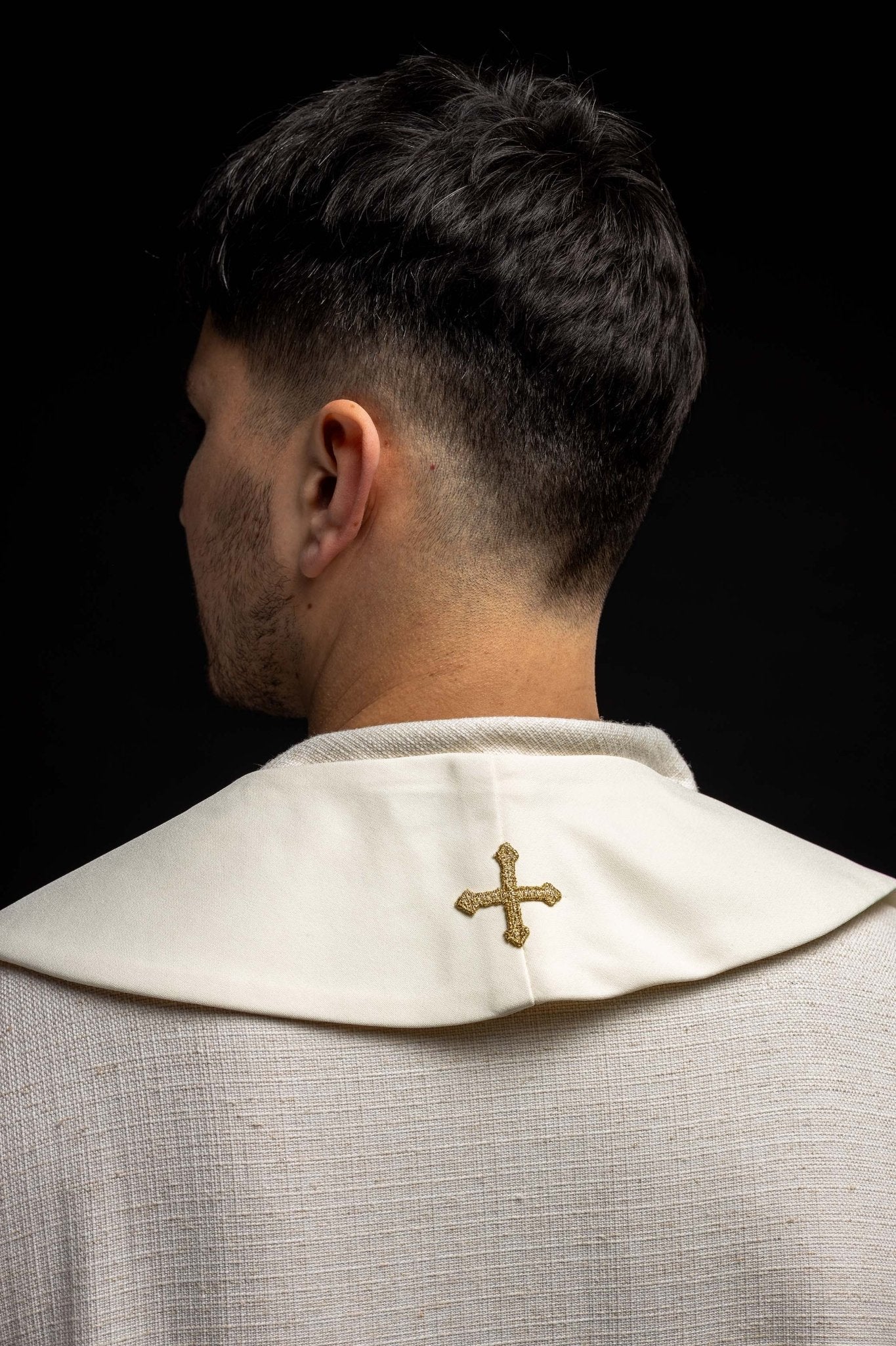 Étole de prêtre brodée Alpha et Omega écru KST/075/05/01 ECRU - CHASUBLES.FR