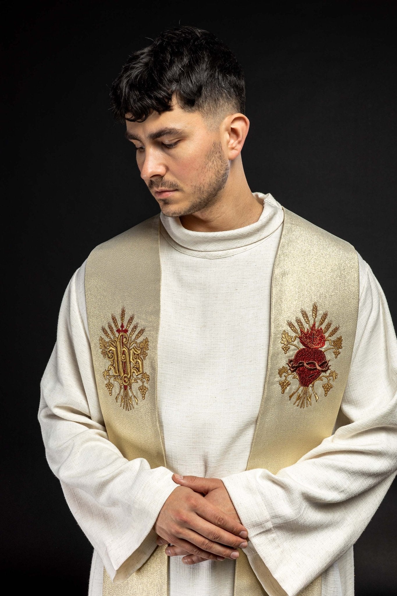 Étole de prêtre brodée d'or KST/159/10/37 ZŁOTY - CHASUBLES.FR