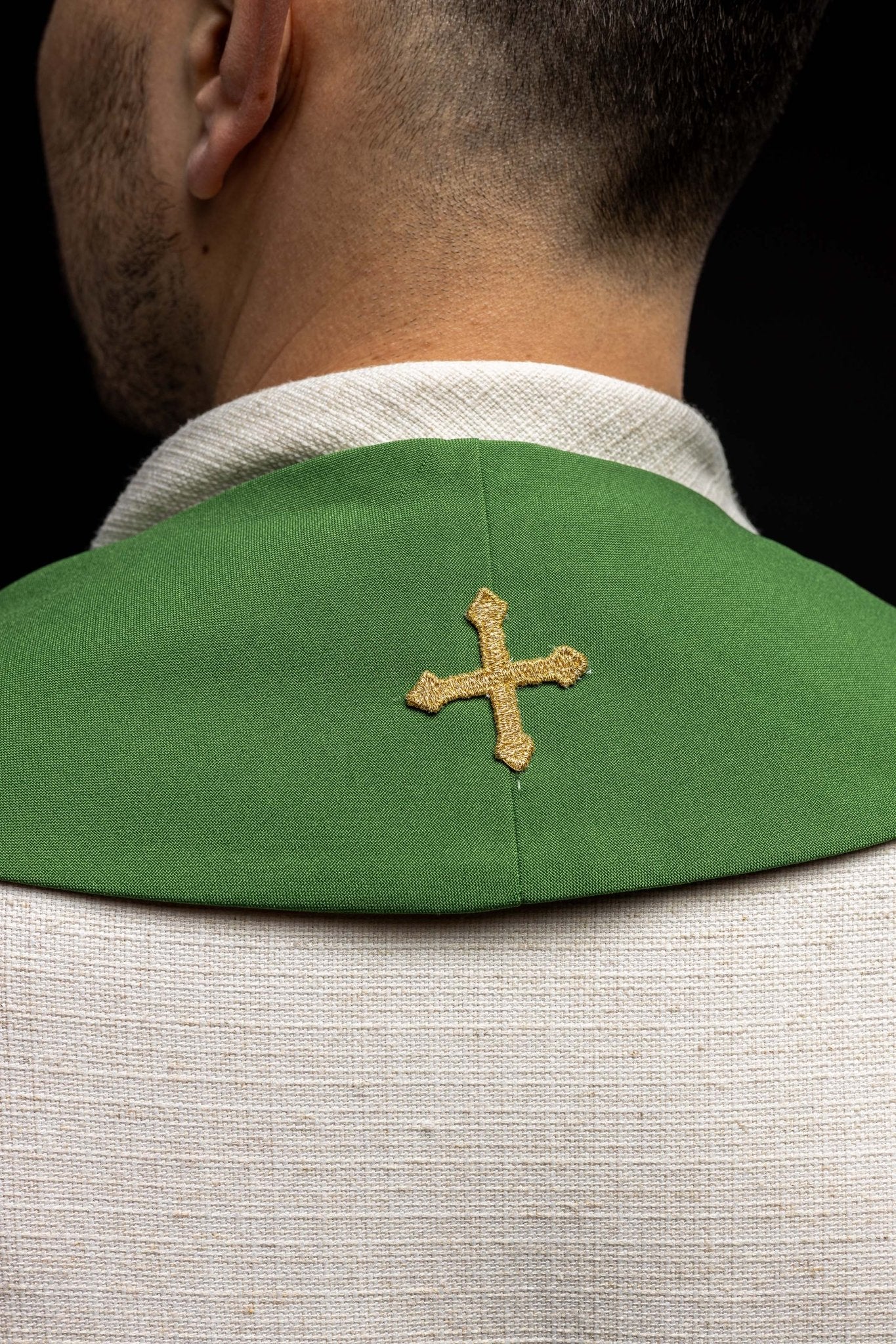 Étole de prêtre brodée Vert poisson KST/022/01/01 ZIELONY - CHASUBLES.FR