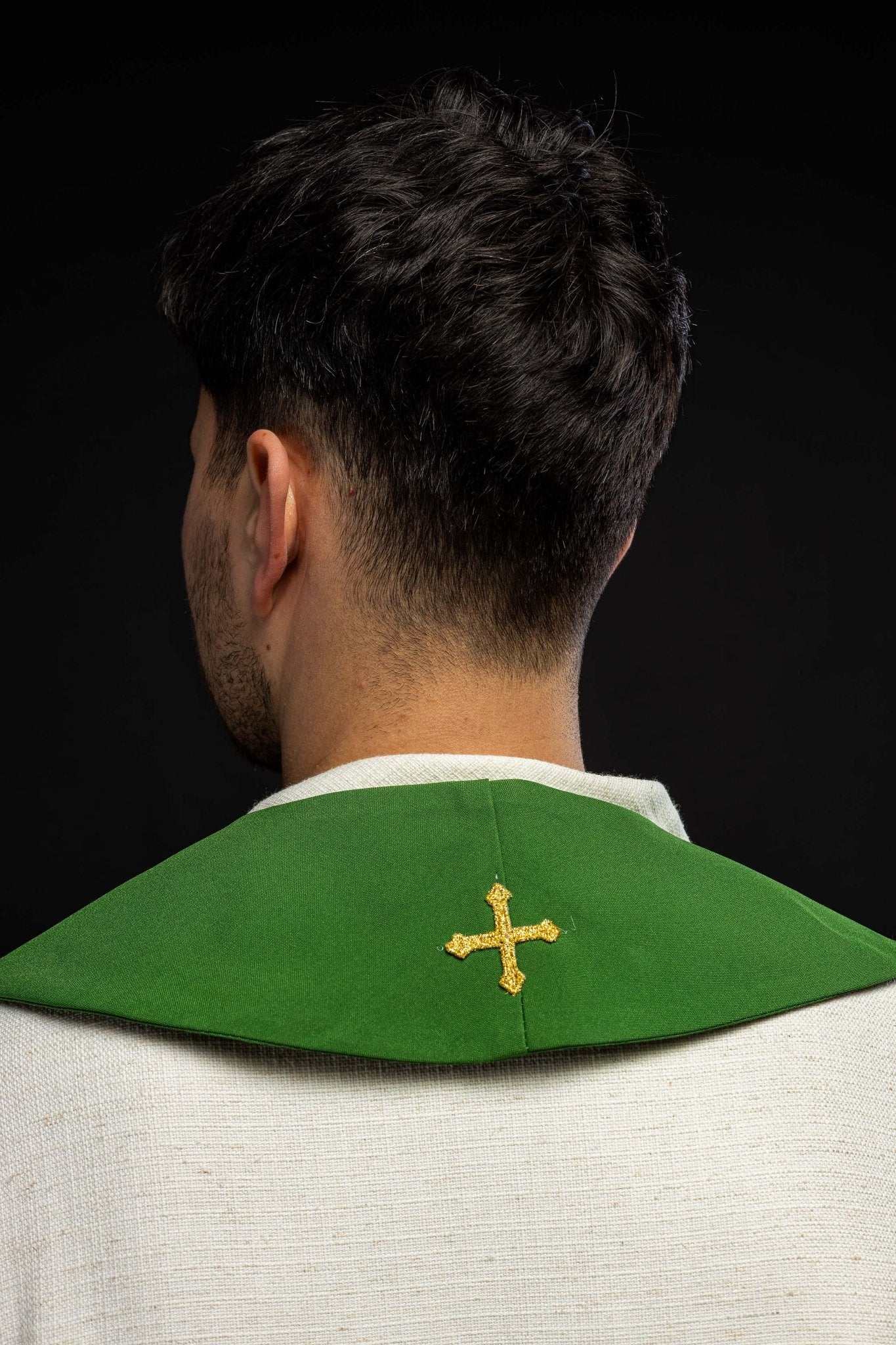 Étole de prêtre brodée verte Croix KST/072/01/01 ZIELONY - CHASUBLES.FR
