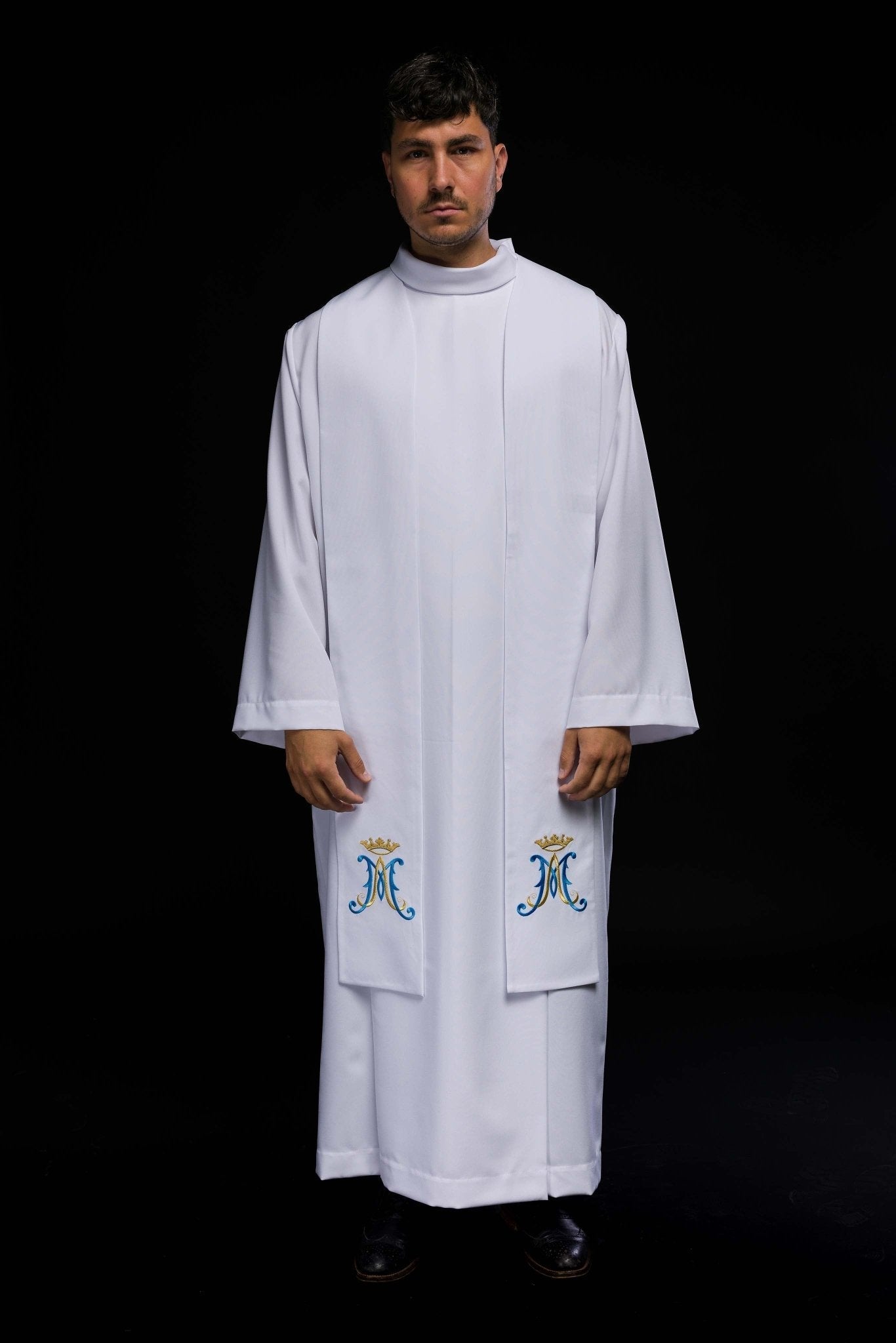 Étole de prêtre mariale blanche brodée KST/061/04/01 BIAŁY - CHASUBLES.FR
