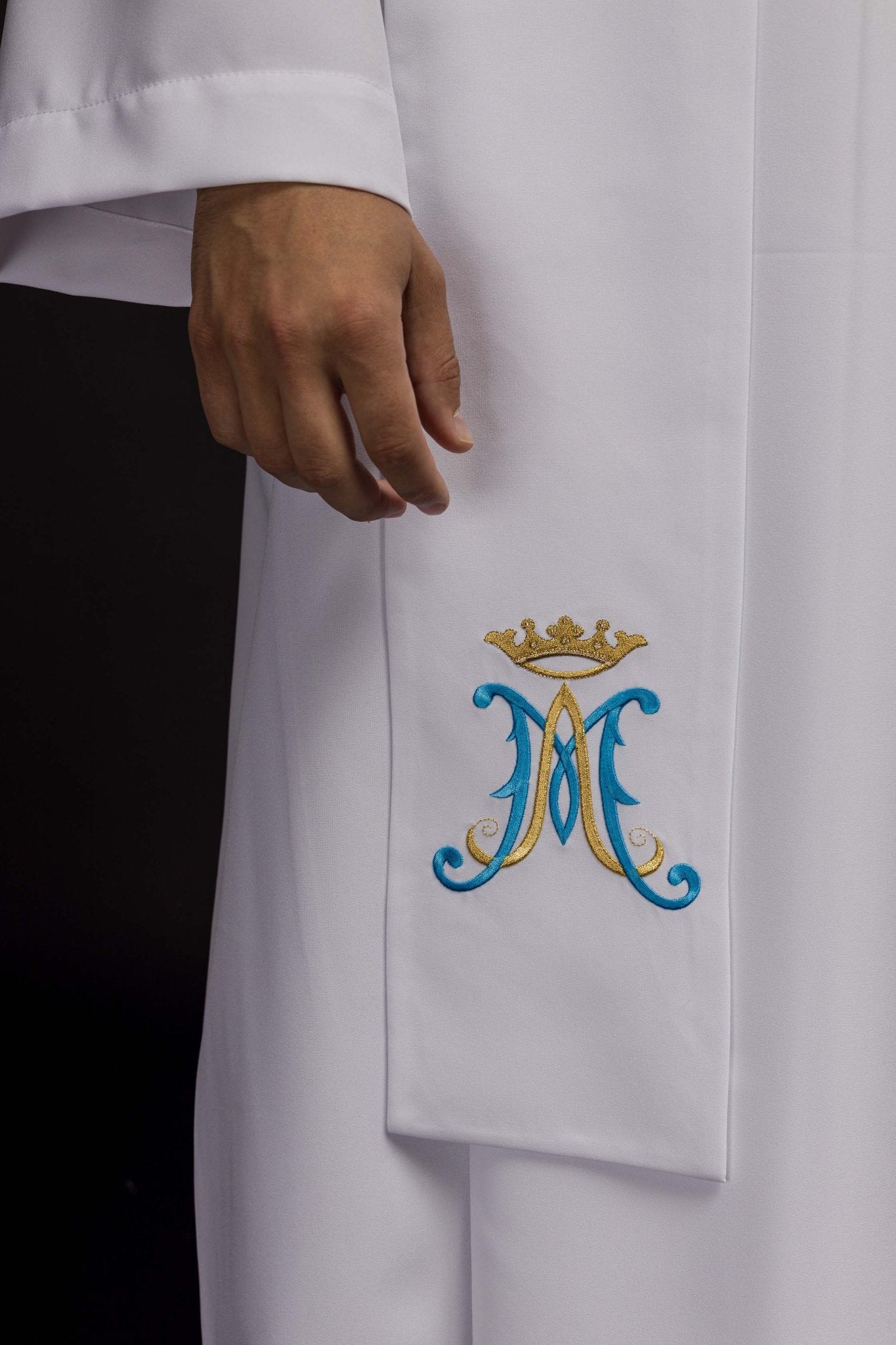 Étole de prêtre mariale blanche brodée KST/061/04/01 BIAŁY - CHASUBLES.FR