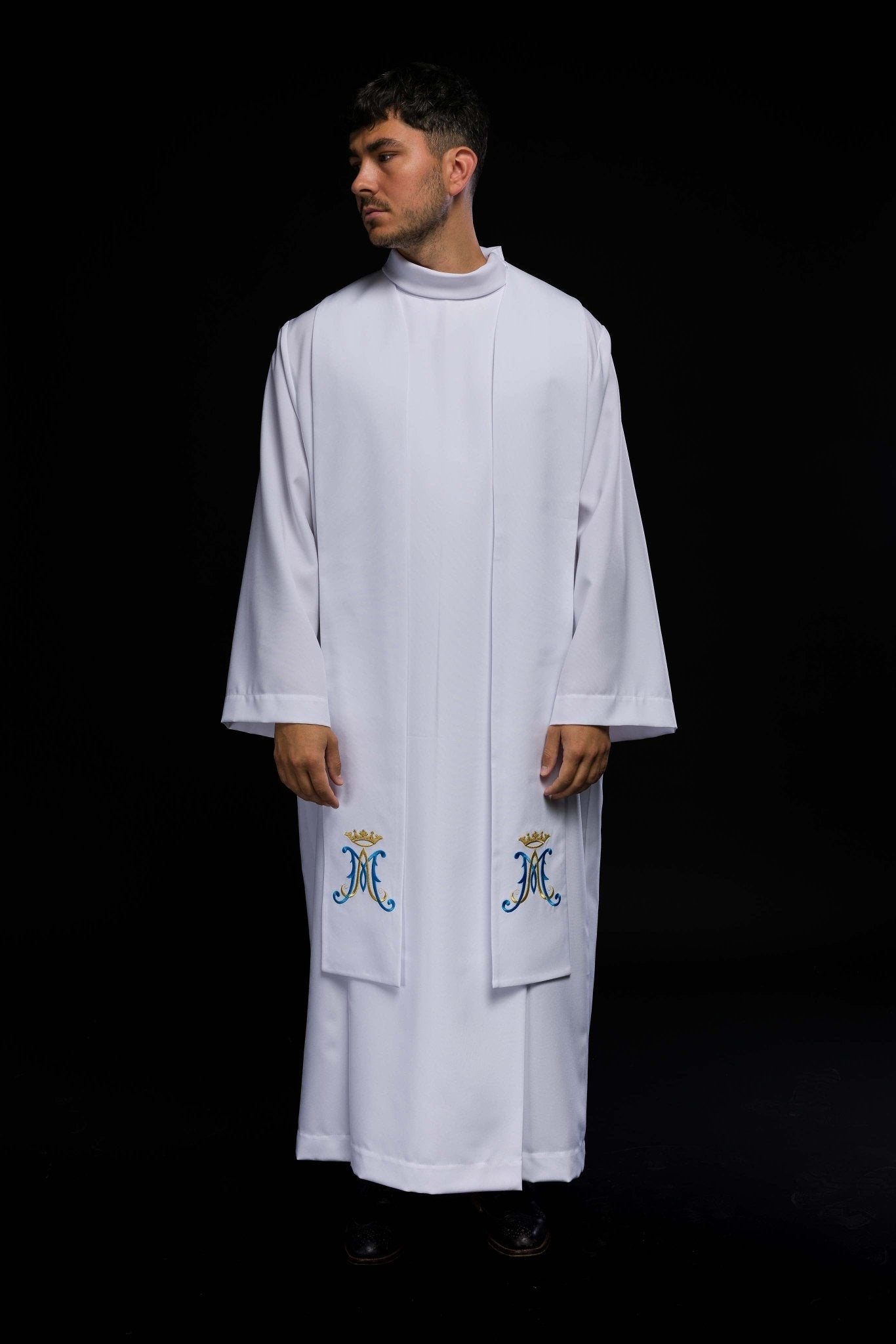 Étole de prêtre mariale blanche brodée KST/061/04/01 BIAŁY - CHASUBLES.FR