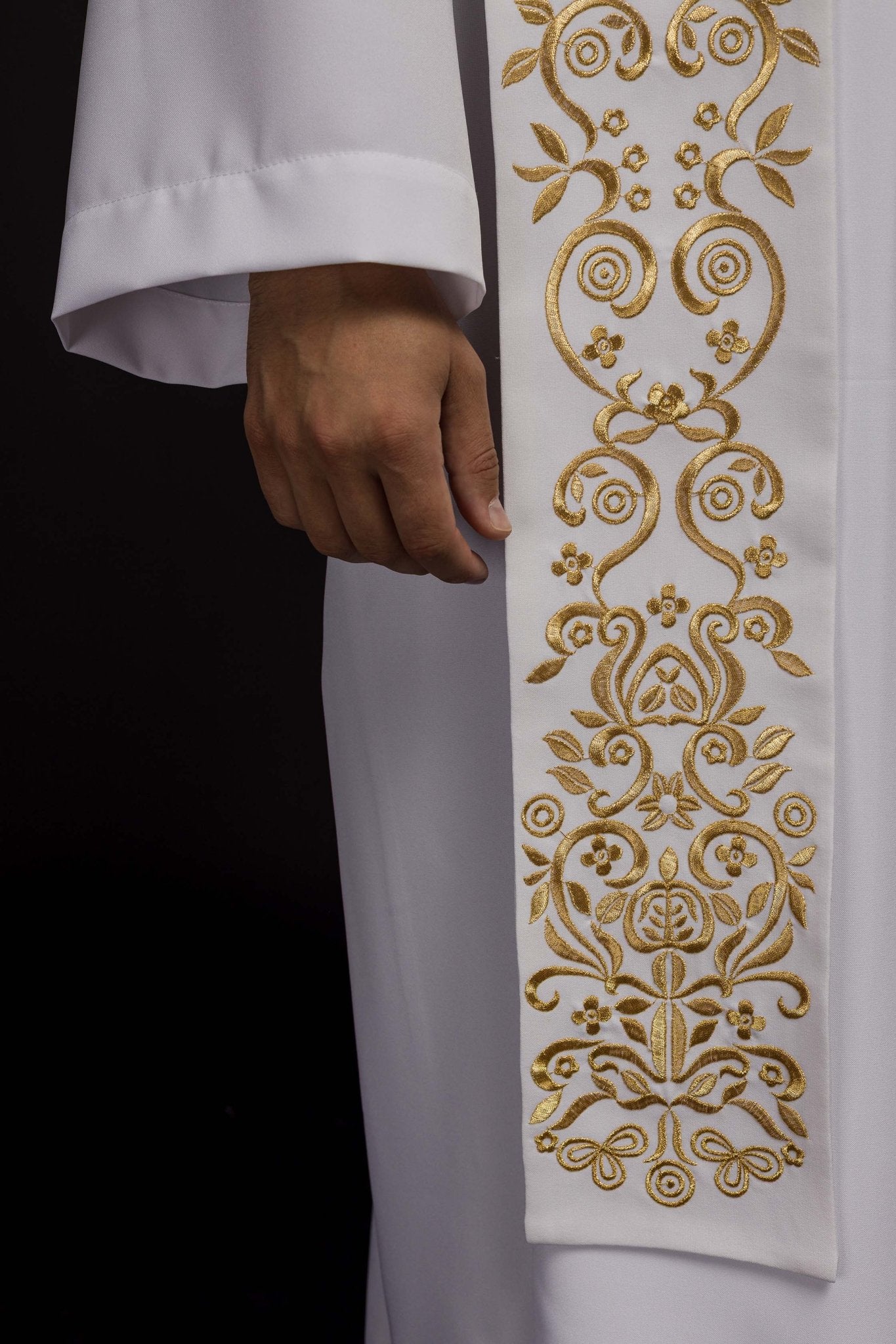 Étole de prêtre mariale blanche brodée KST/056/04/01 BIAŁY - CHASUBLES.FR