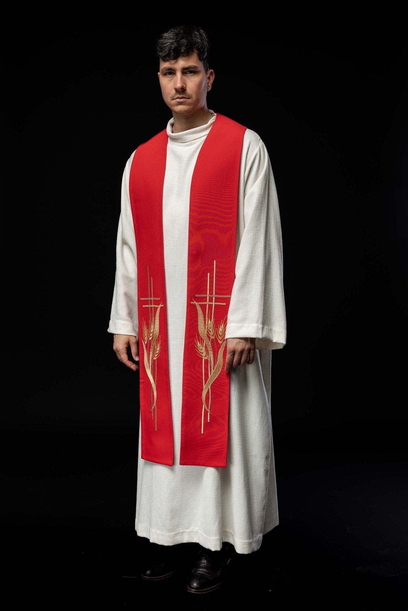 Étole de prêtre rouge brodée KST/083/02/01 CZERWONY - CHASUBLES.FR