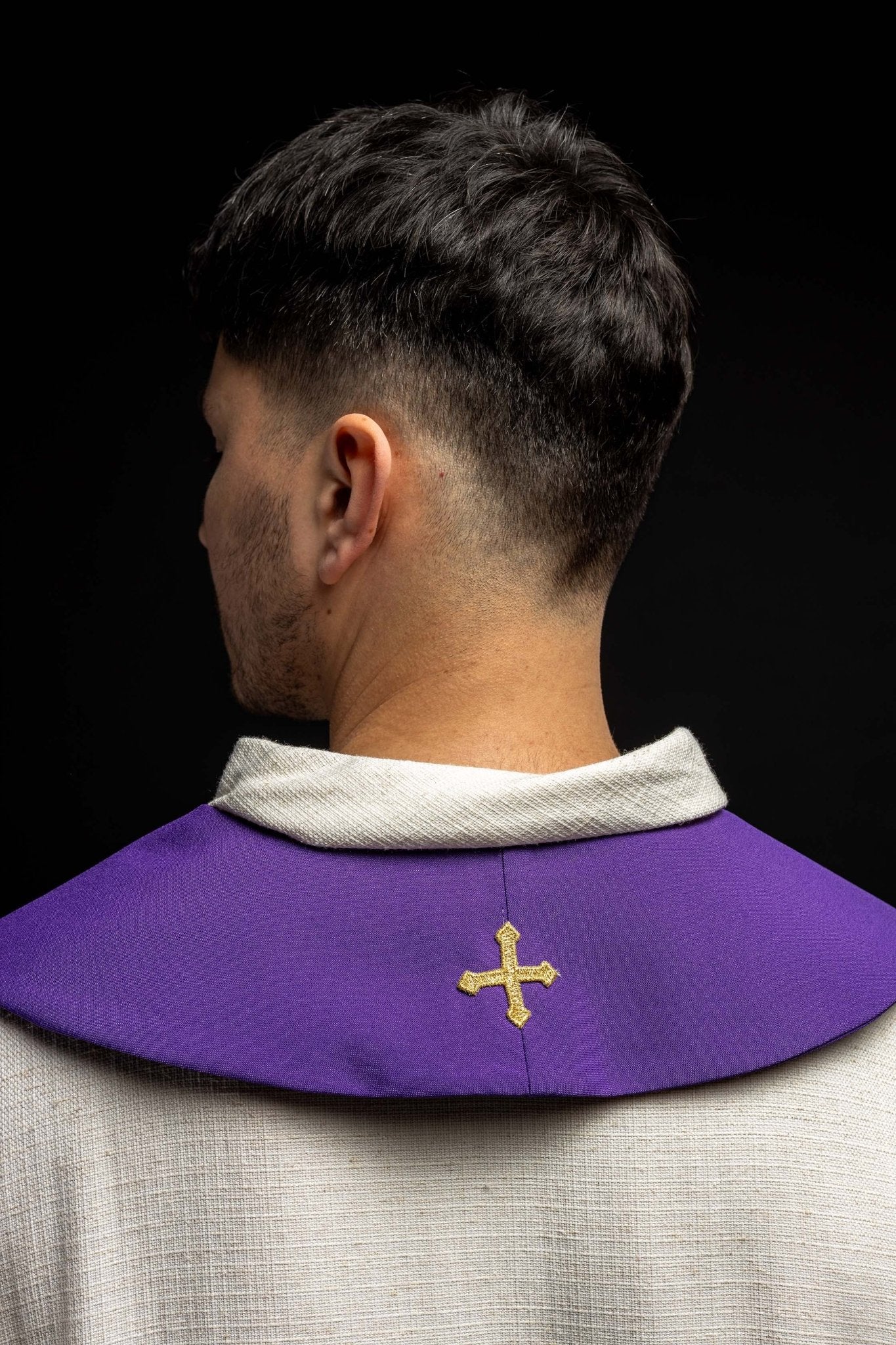 Étole double face Croix de Jérusalem violette et blanche KST/046/03 - 04/01 FILETOWO - BIAŁA - CHASUBLES.FR