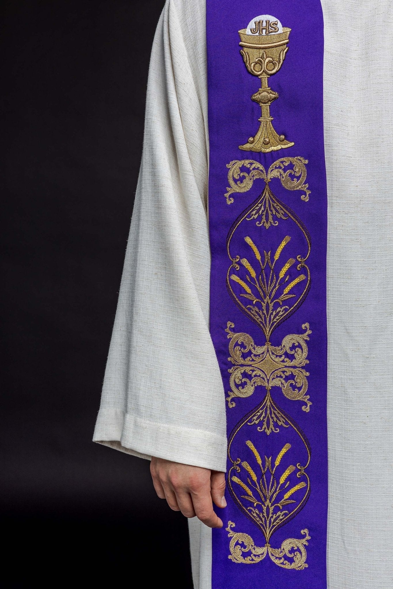 Étole du prêtre Calice violet IHS KST/042/03/01 FIOLET - CHASUBLES.FR