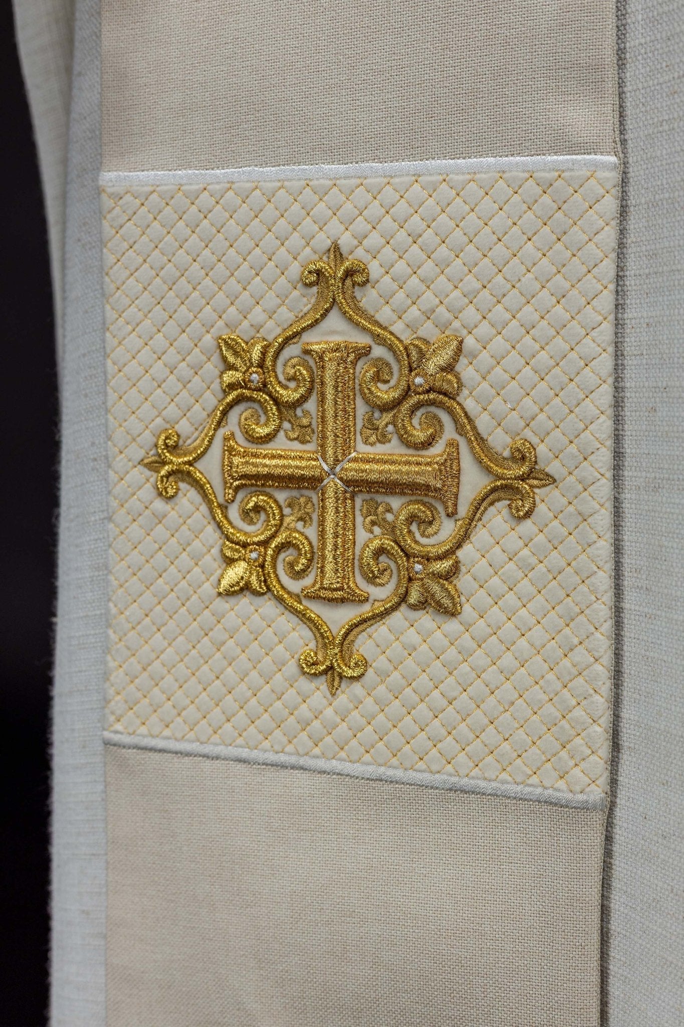 Étole en velours écru LE/2029/05 - CHASUBLES.FR