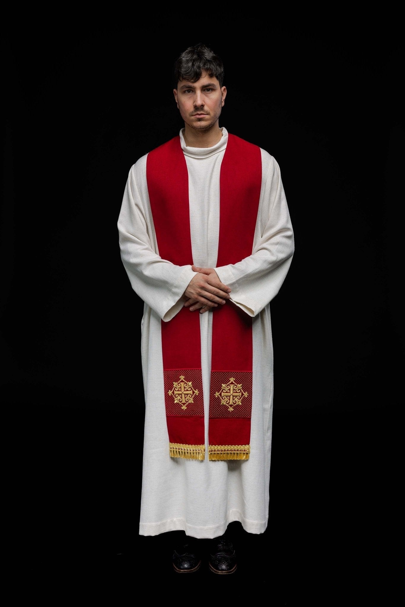Étole en velours rouge LE/2029/02 - CHASUBLES.FR