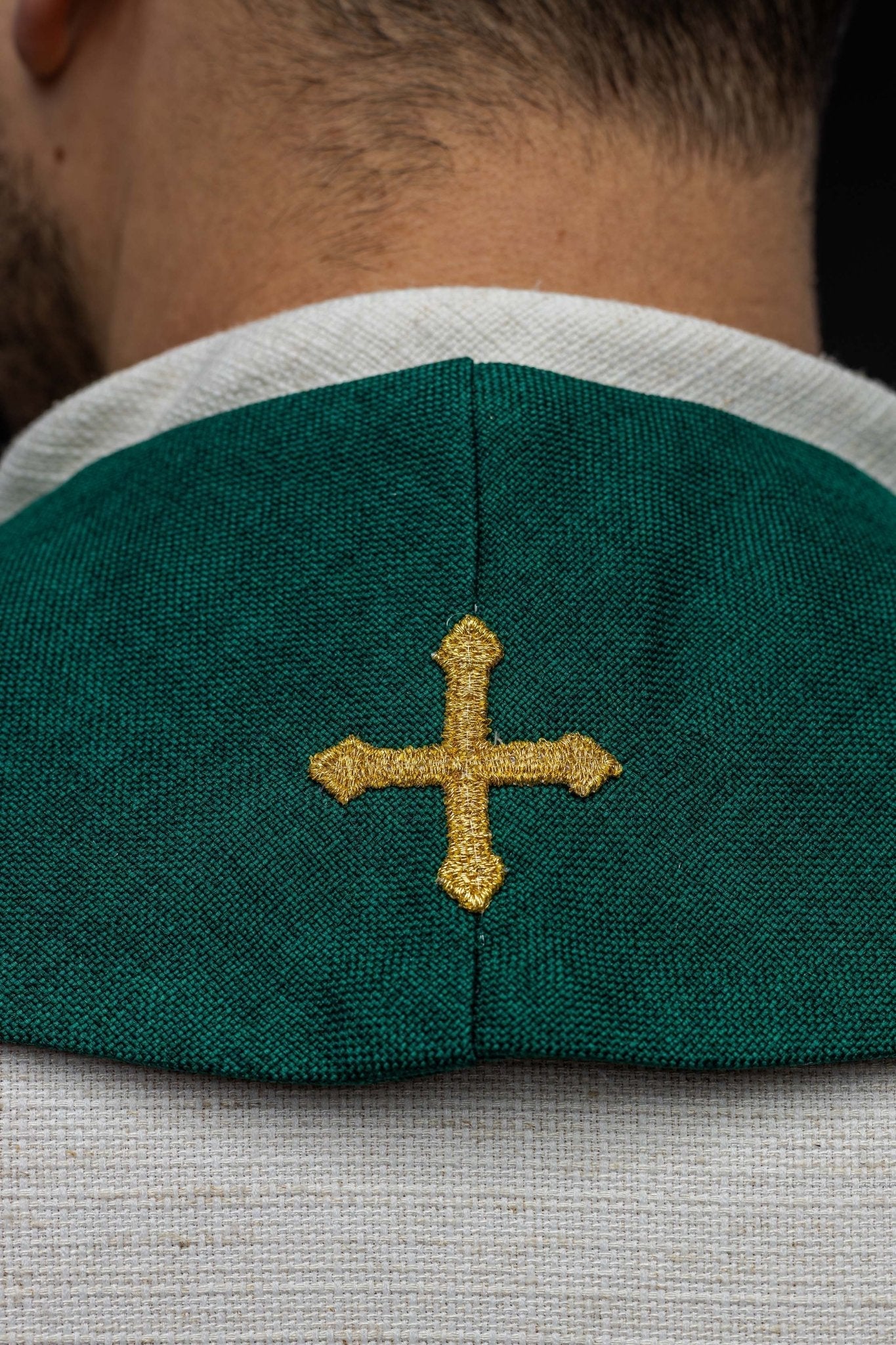 Étole en velours vert LE/2029/01 - CHASUBLES.FR