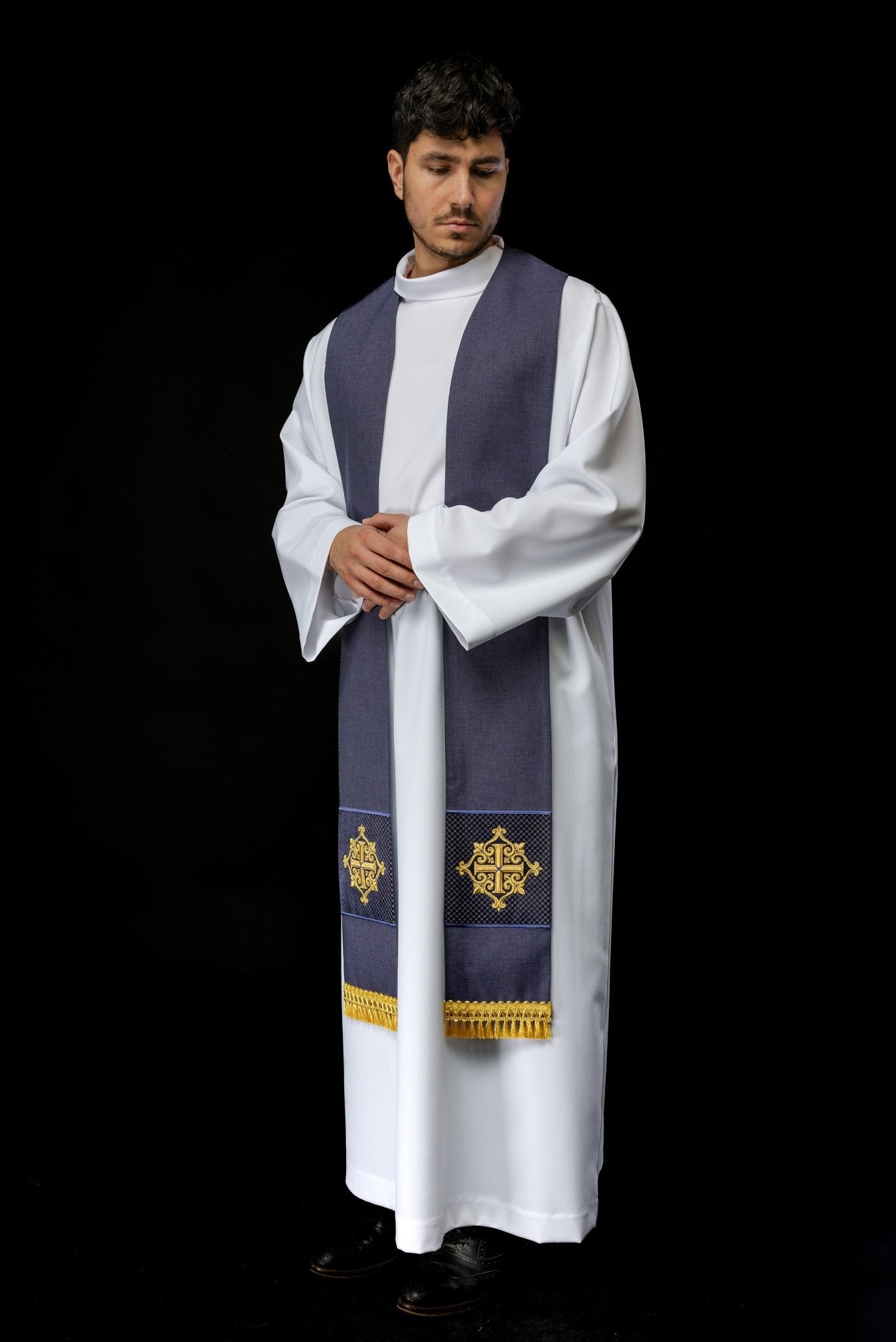 Étole en velours violet LE/2029/03 - CHASUBLES.FR