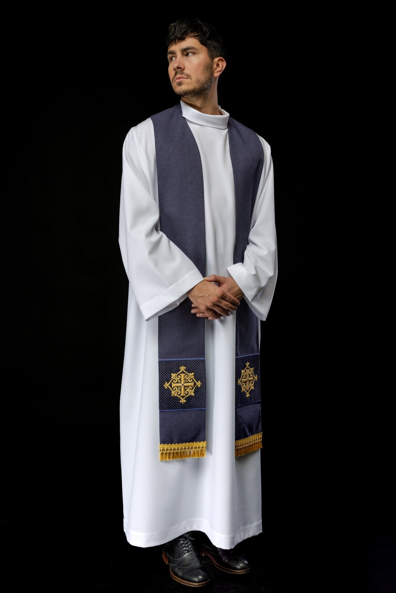 Étole en velours violet LE/2029/03 - CHASUBLES.FR