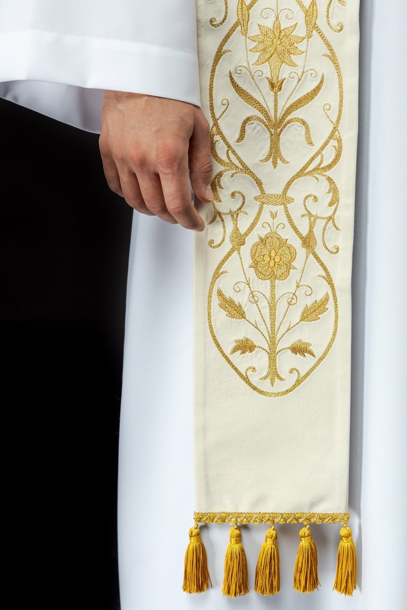Étole IHS écrue brodée S - 2052 - 05 - 76 - CHASUBLES.FR