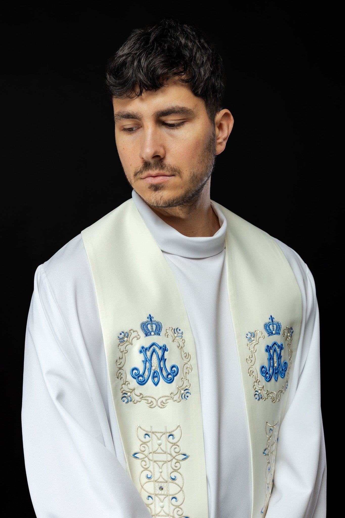 Étole mariale brodée LE/2001/05 - CHASUBLES.FR