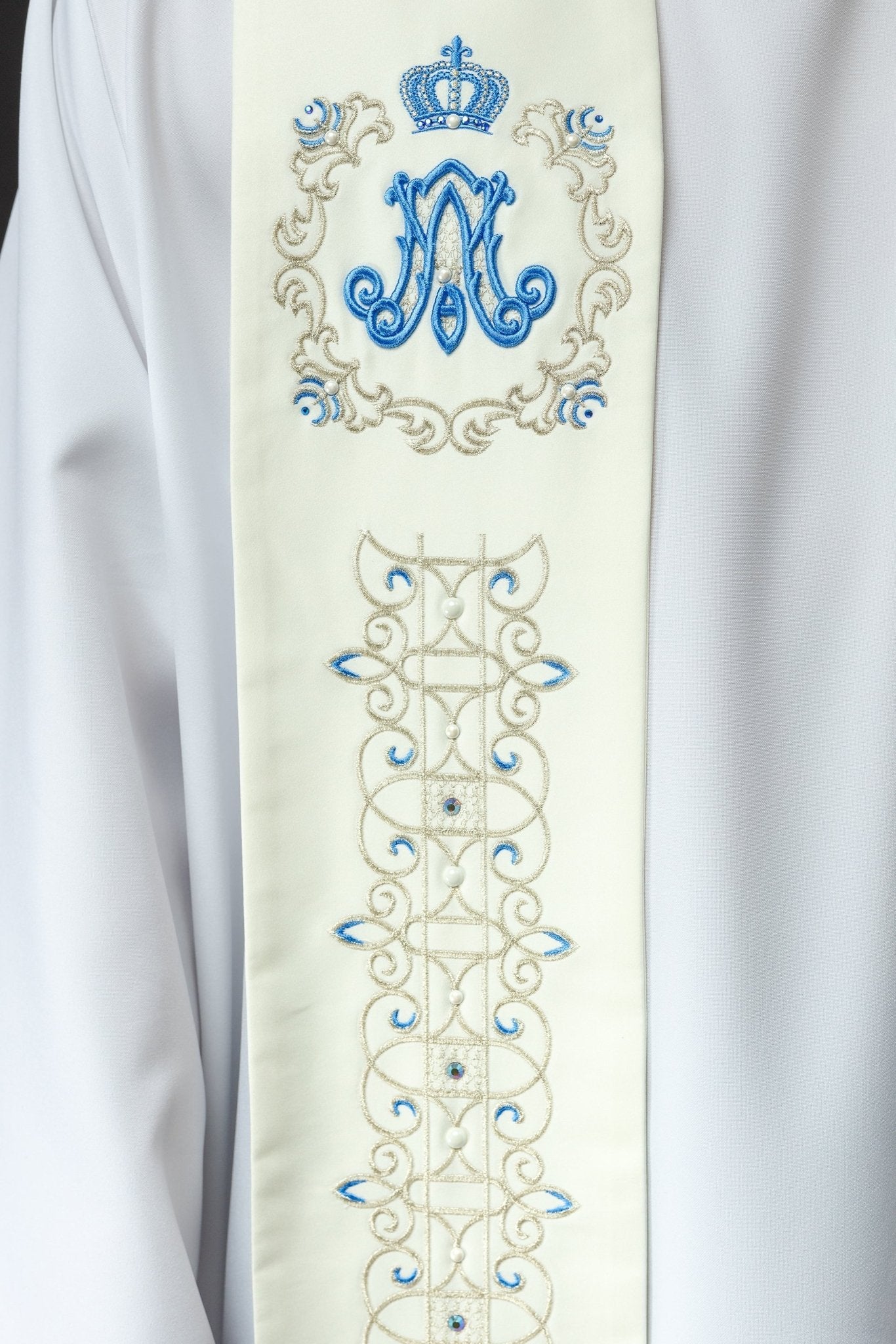 Étole mariale brodée LE/2001/05 - CHASUBLES.FR