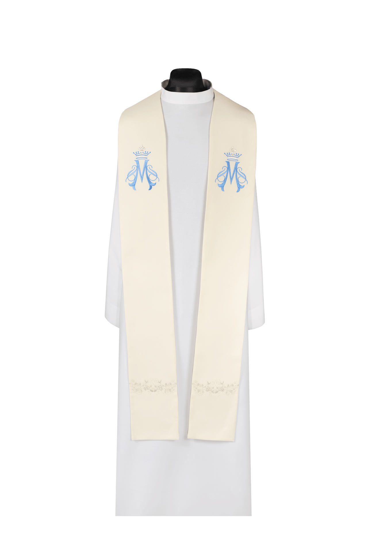 Étole mariale brodée ecru KDT/2029/05/01 - CHASUBLES.FR