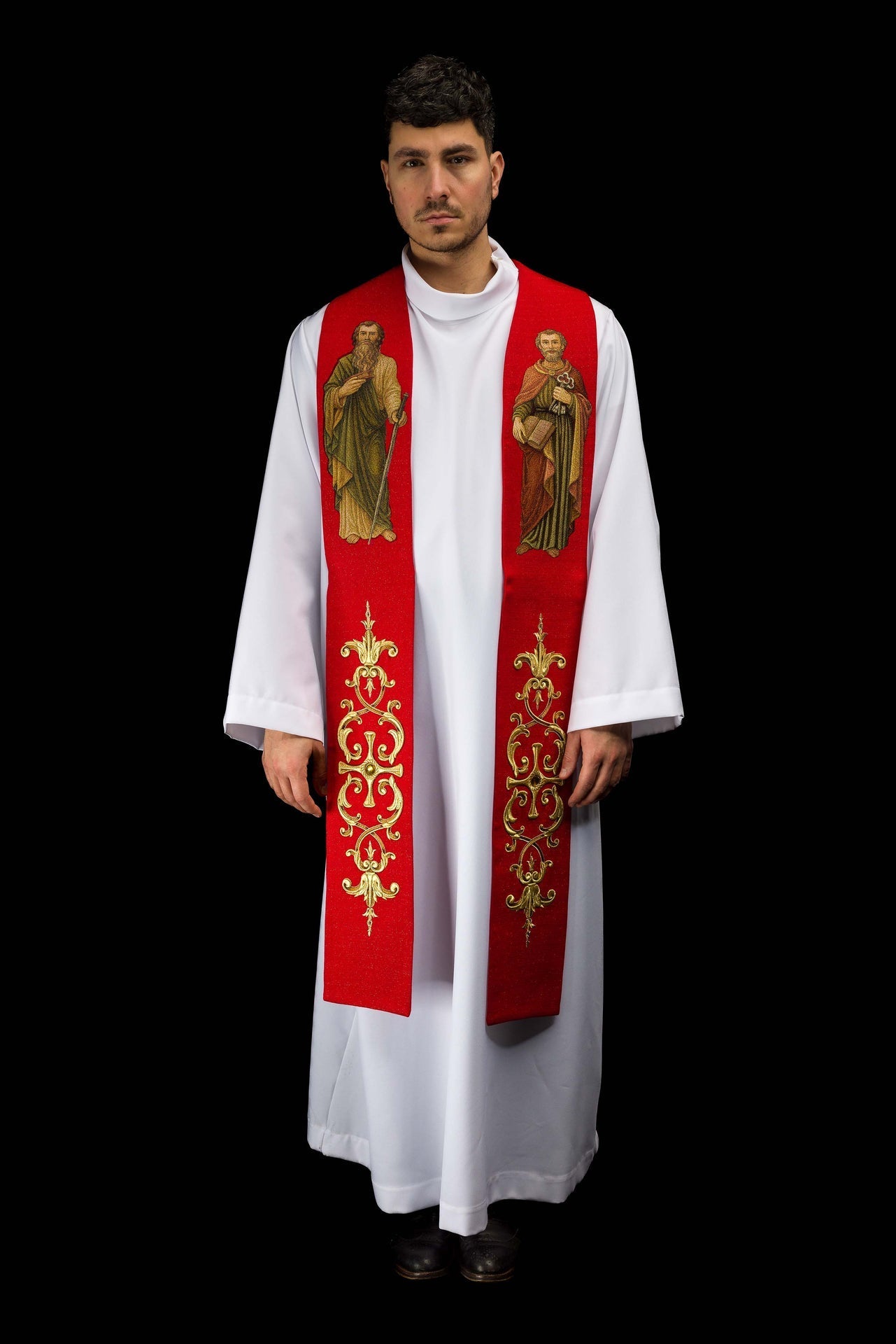 Étole richement brodée avec l’image de saint Pierre et saint Paul KSW2/017/02/71 - CHASUBLES.FR
