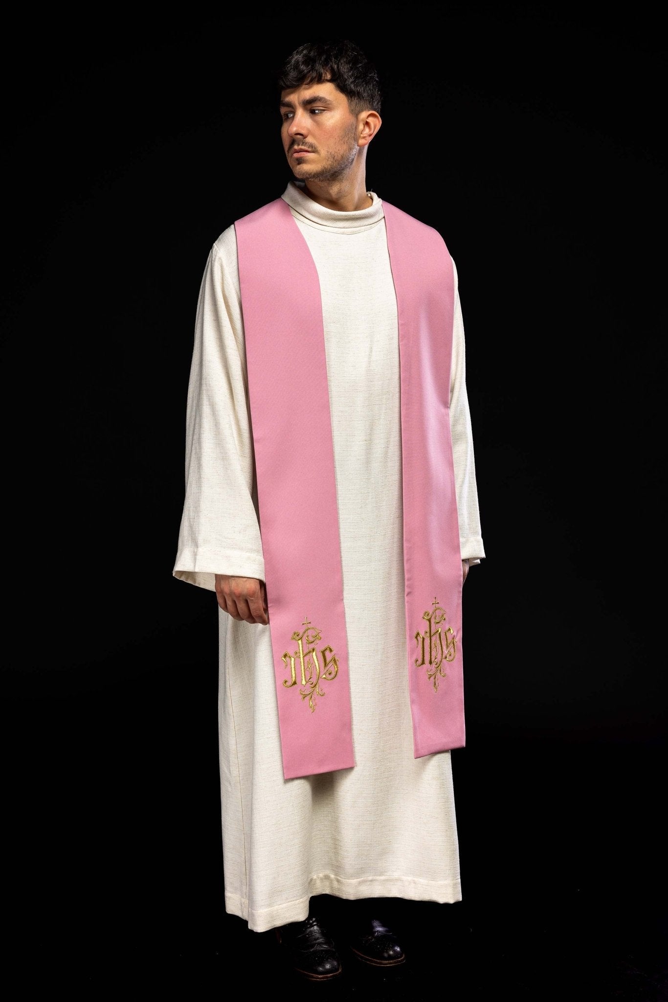 Étole rose du prêtre de l'IHS KST/053/08/12 RÓŻOWY - CHASUBLES.FR