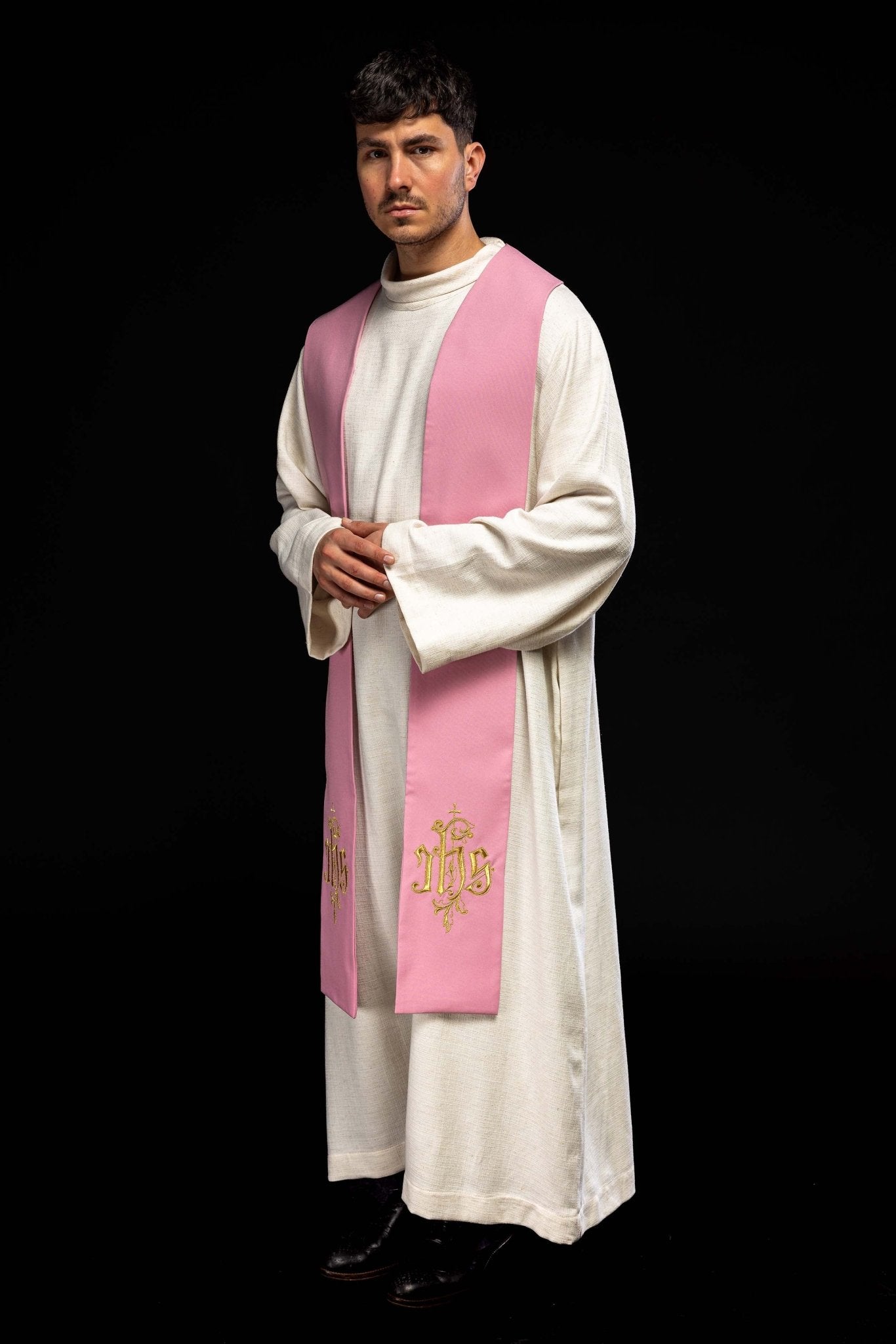 Étole rose du prêtre de l'IHS KST/053/08/12 RÓŻOWY - CHASUBLES.FR