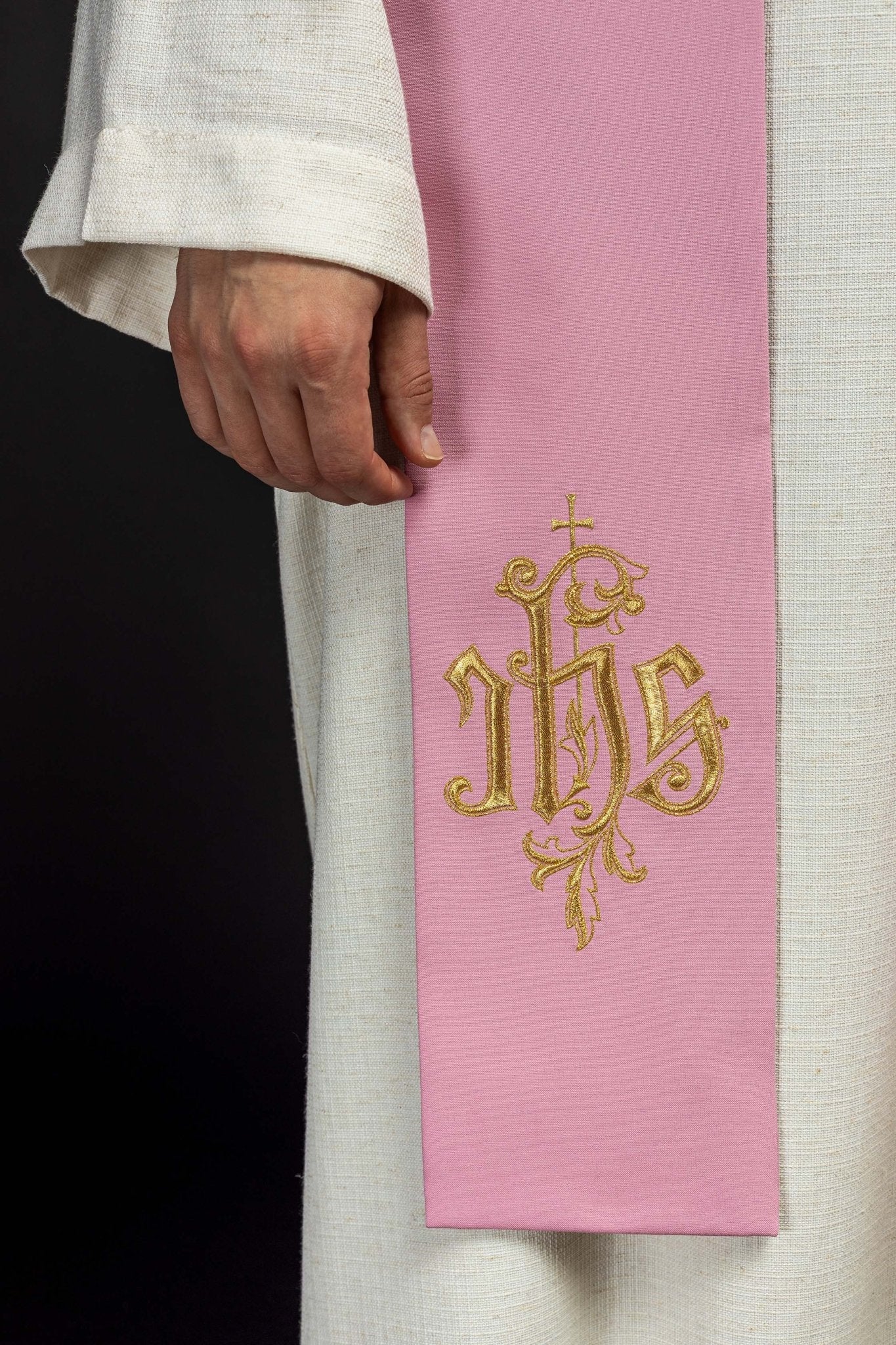 Étole rose du prêtre de l'IHS KST/053/08/12 RÓŻOWY - CHASUBLES.FR