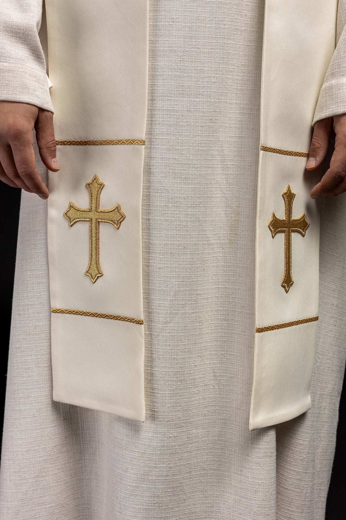 Étole sacerdotale Jésus miséricordieux, Jésus j'ai confiance en toi écru KST/071/05/01 ECRU - CHASUBLES.FR