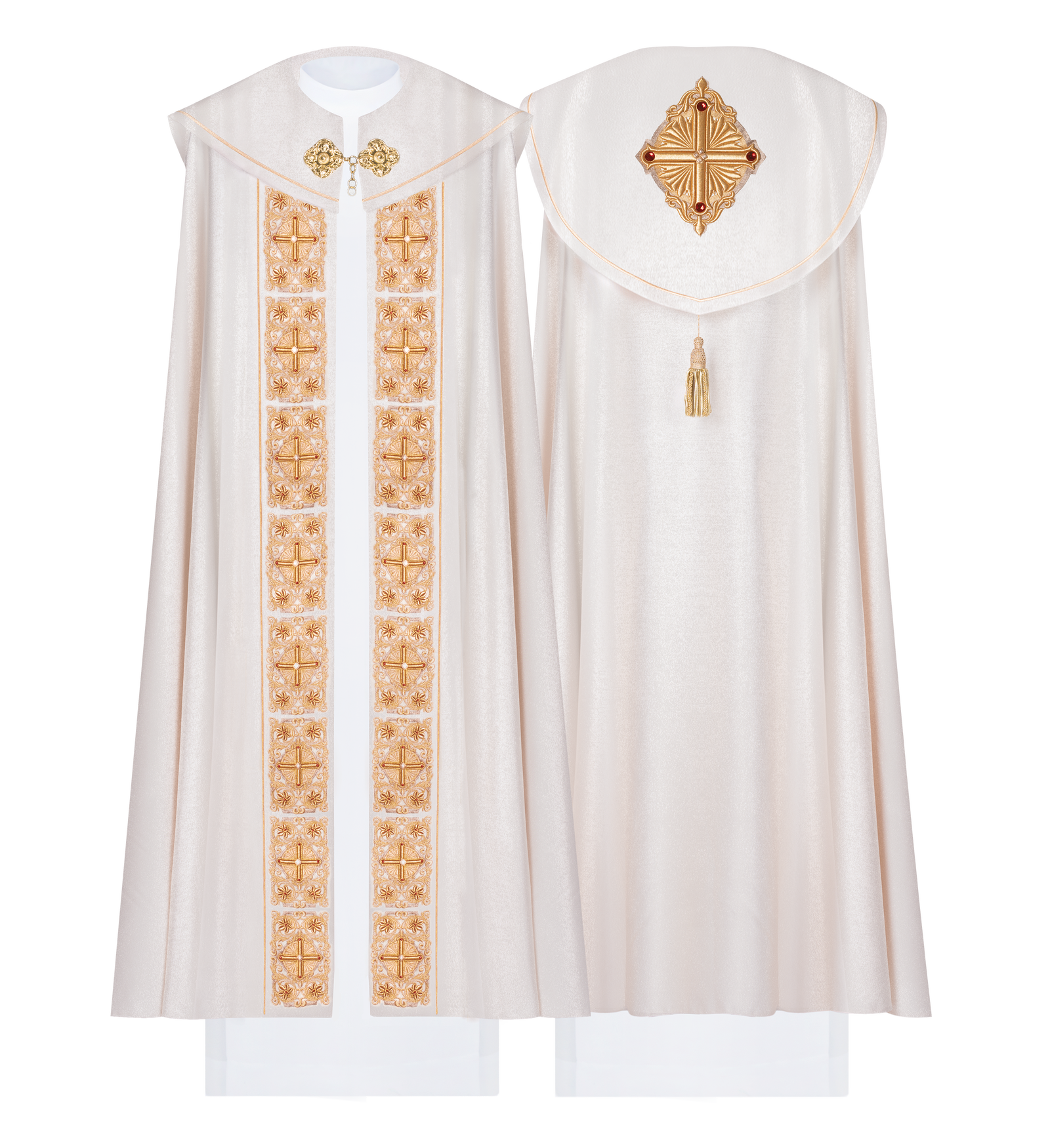 Kapa liturgiczna z bogato zdobionym pasem 150 cm - ORNATY.PL