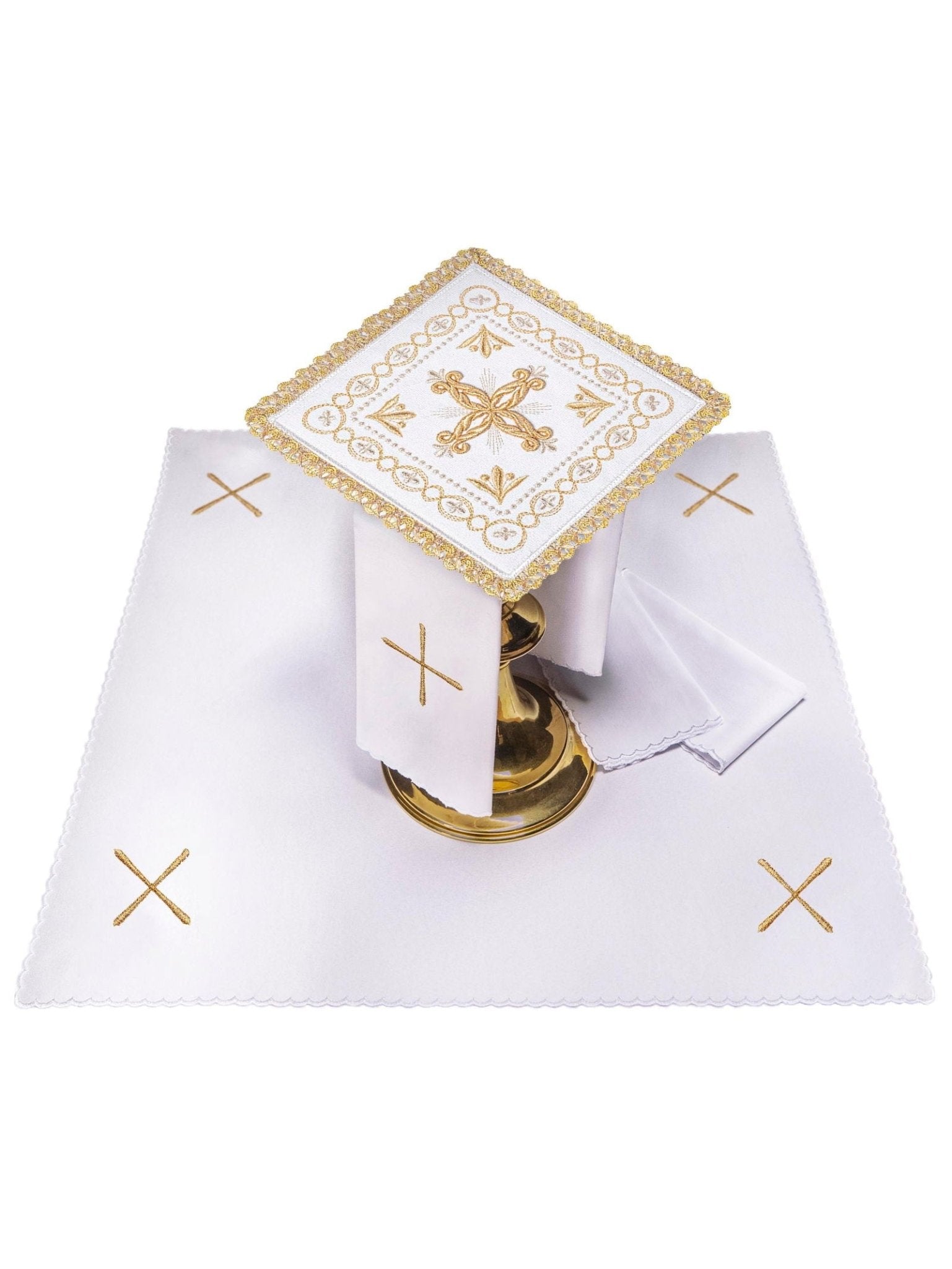 Linge d'autel brodé en velours écru KK/5006/C2 - CHASUBLES.FR