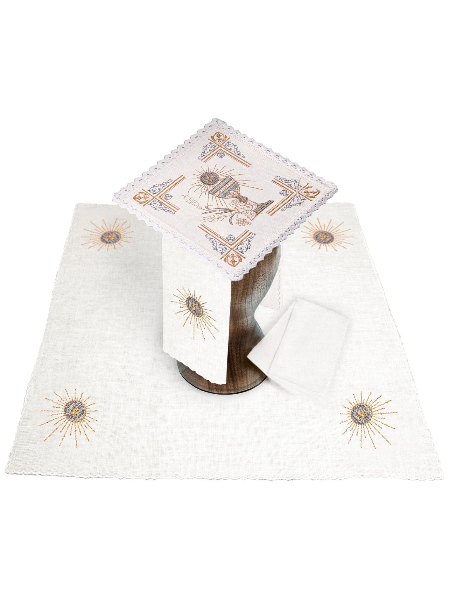 Linge d'autel brodée en lin KKL/163 - CHASUBLES.FR