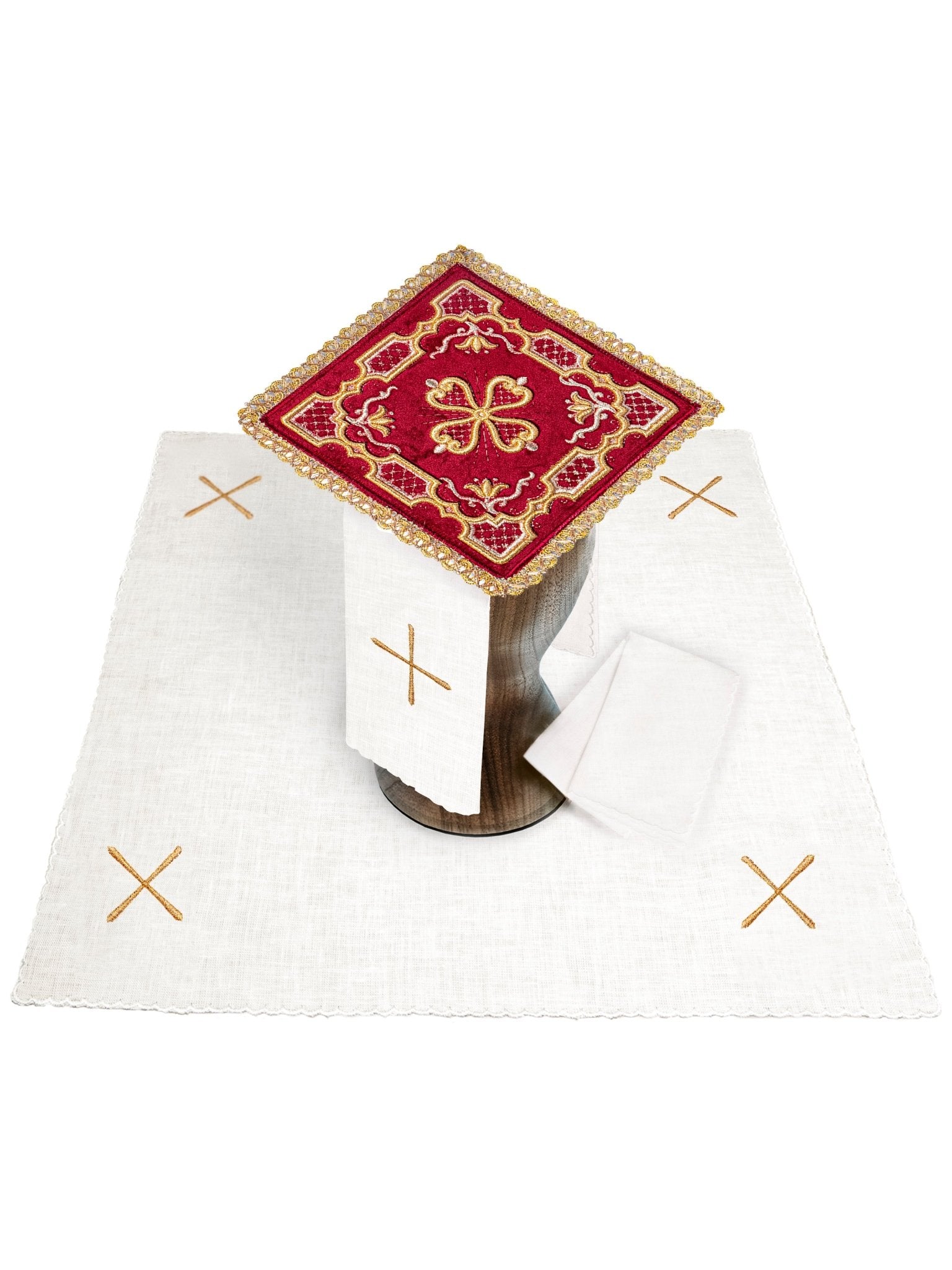 Linges d'autel brodés en velours rouge KKL/5004/C1 - CHASUBLES.FR