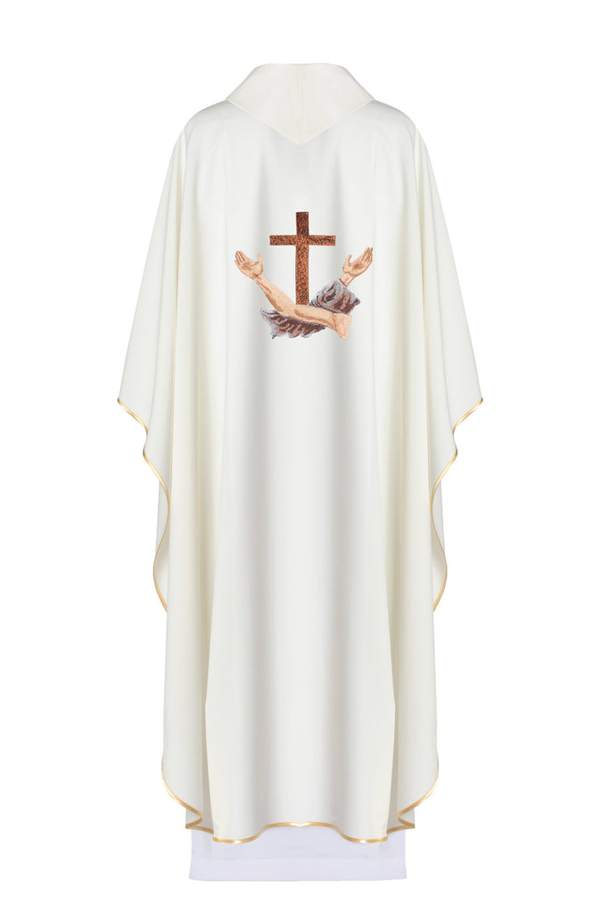 Ornat liturgiczny zdobiony franciszkańskim krzyżem TAU KOR/180 Ecru