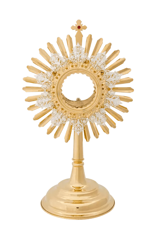 Ostensoir en Laiton Doré orné de Rubis KNR/0105 35CM - CHASUBLES.FR