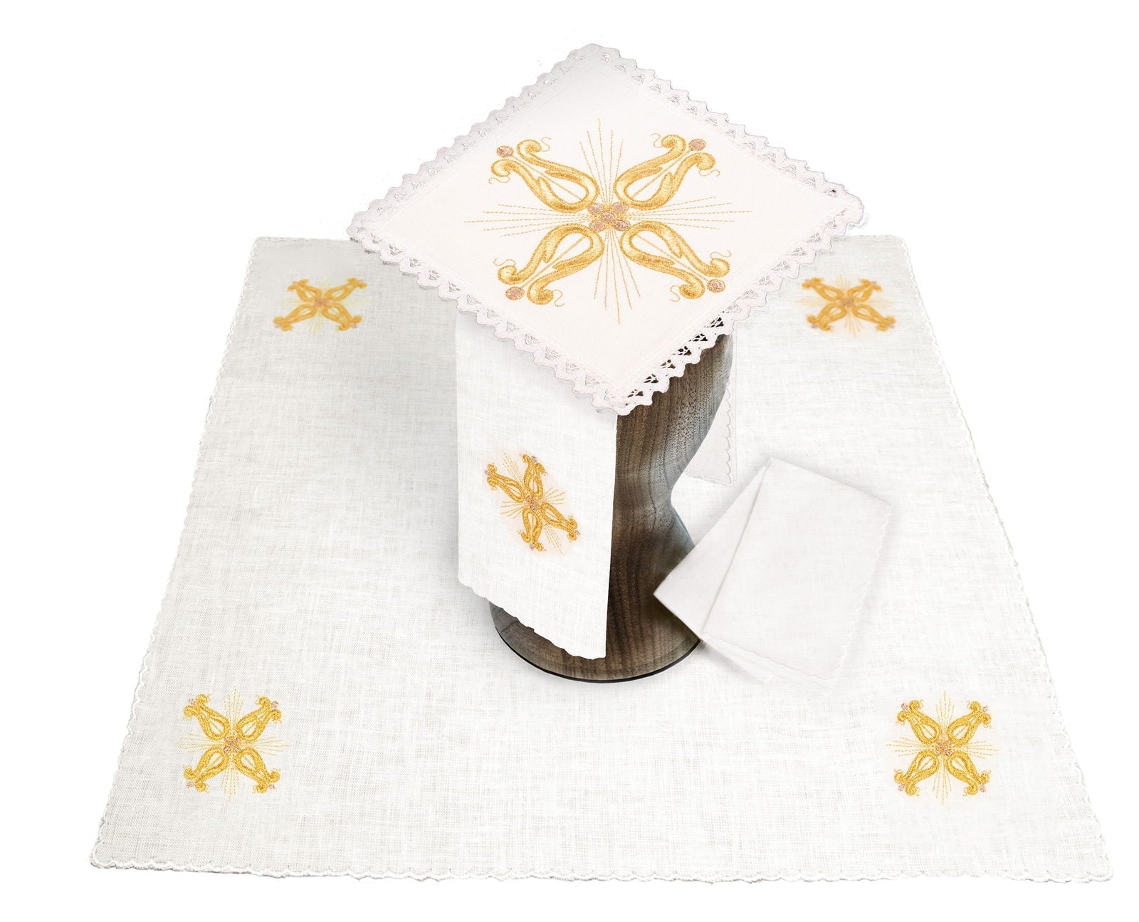Set de calice en lin avec broderie eucharistique KKL/095/04/LEN - CHASUBLES.FR