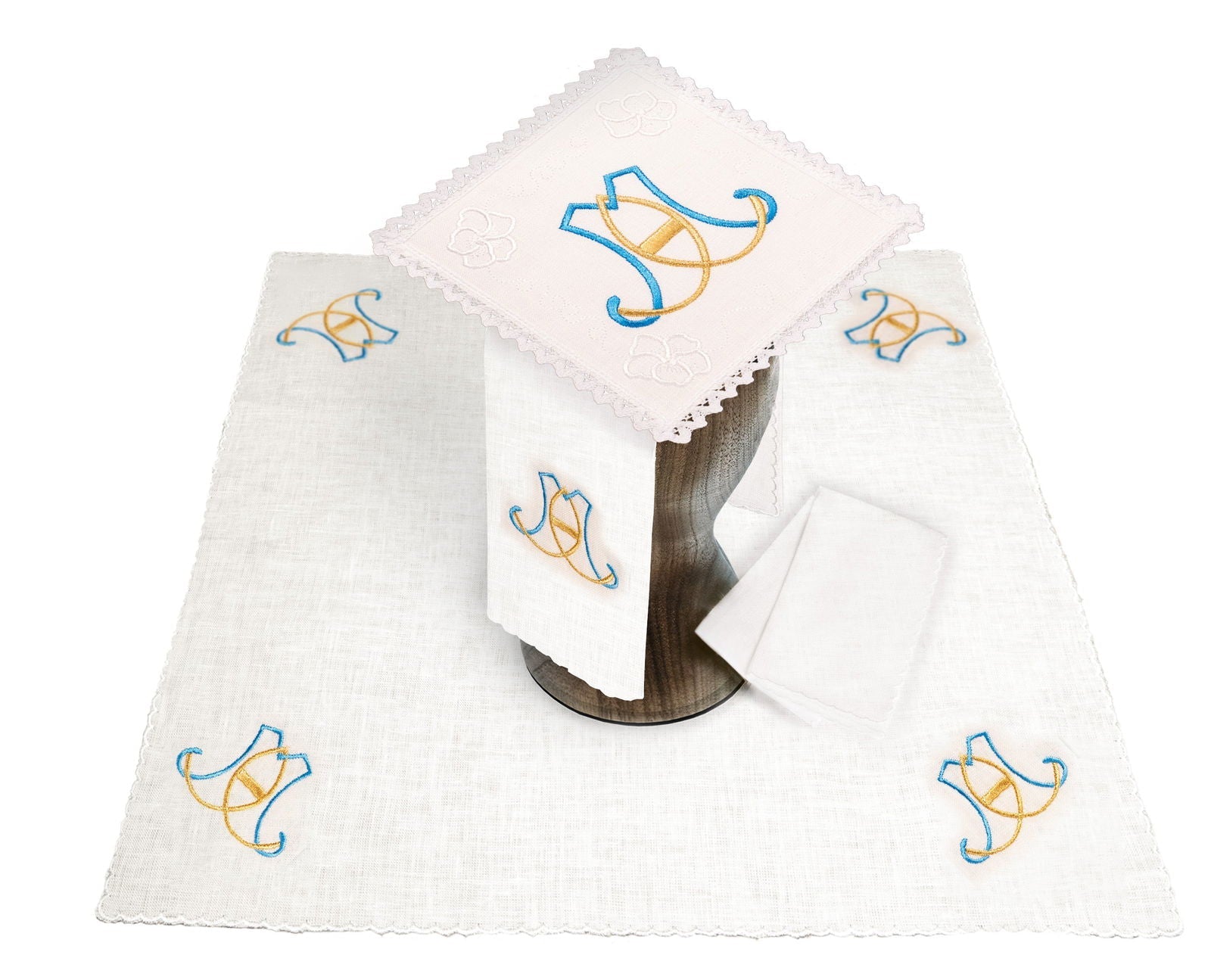 Set de calice en lin avec broderie eucharistique Marianne KKL/071 - CHASUBLES.FR