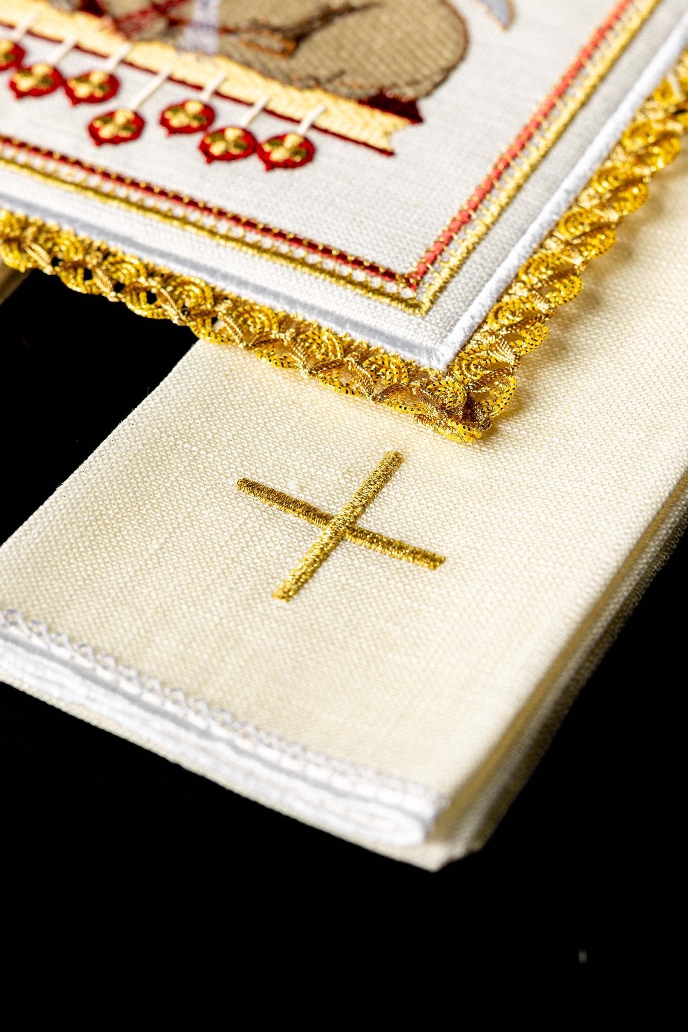 Set de calice en lin avec broderie eucharistique un motif d'agneau S-5015 - CHASUBLES.FR