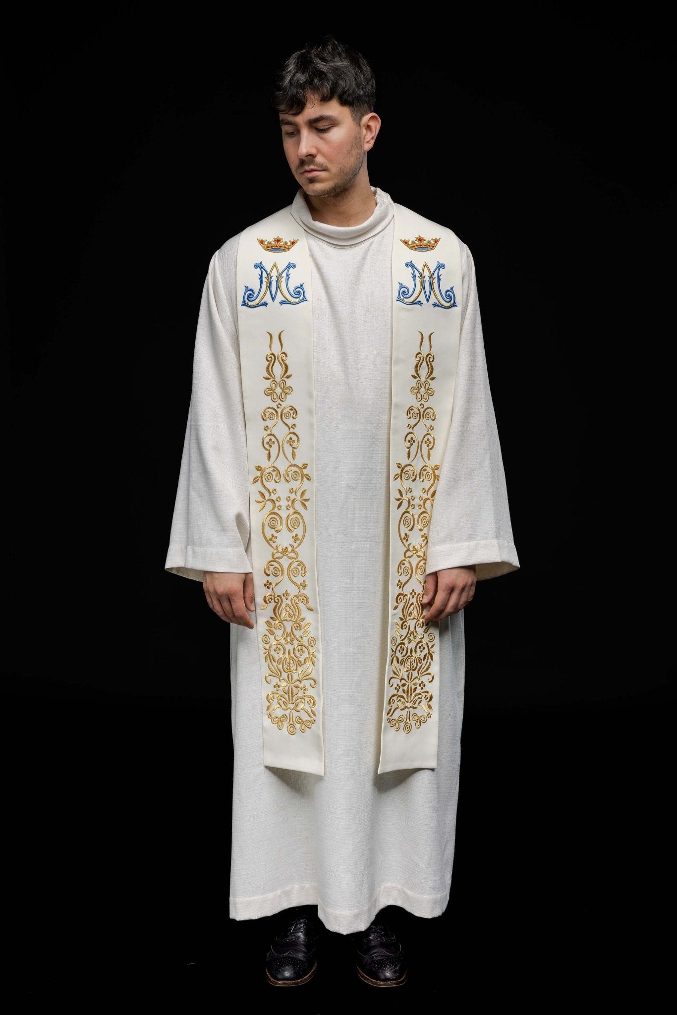 Stèle de Marie brodée écru KST/056/05/01 ECRU - CHASUBLES.FR