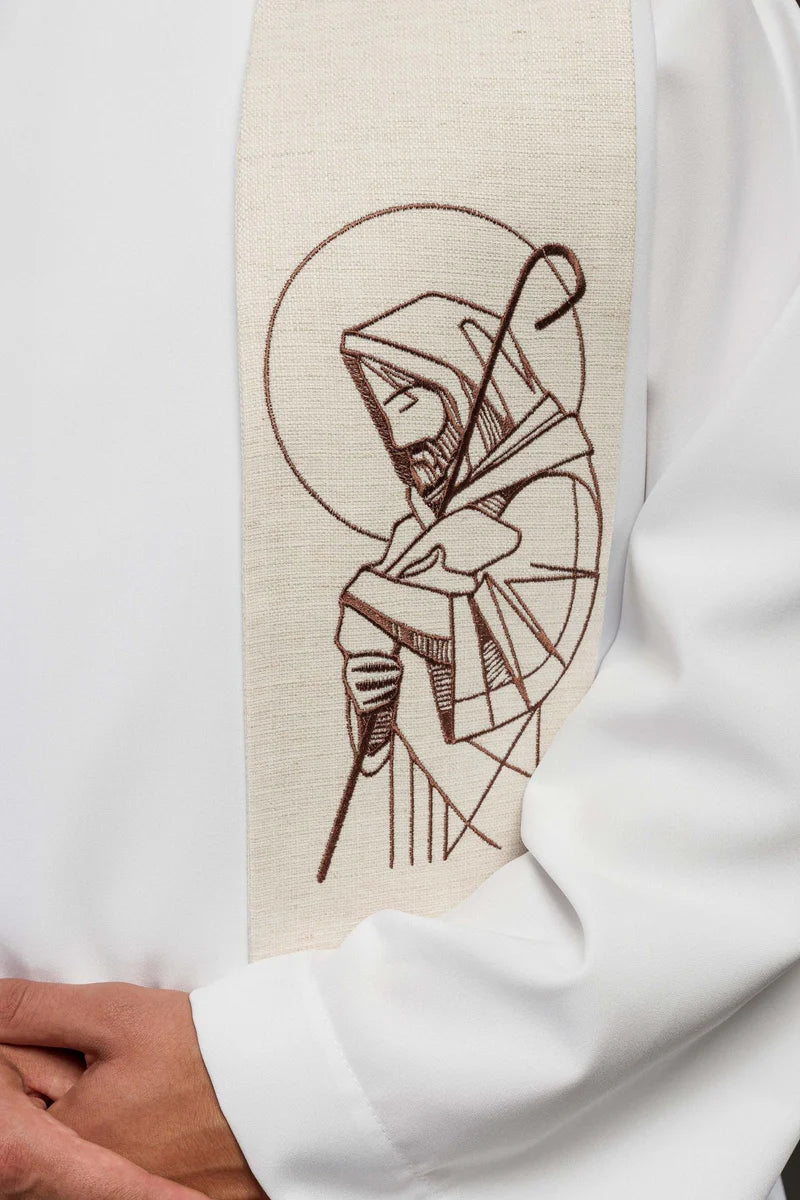 Étole brodée "Jésus bon berger" écru