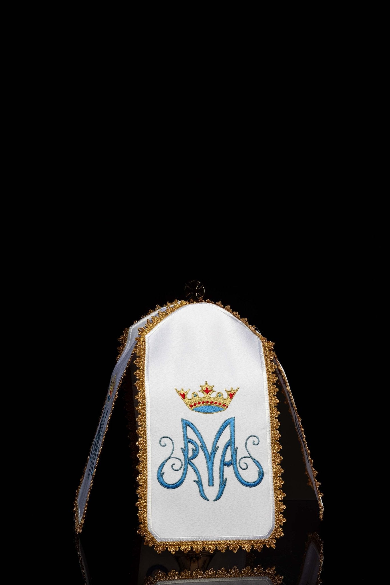 Voile de ciboire avec broderie mariale KWE/003/K/04 29cm. BIAŁY - CHASUBLES.FR