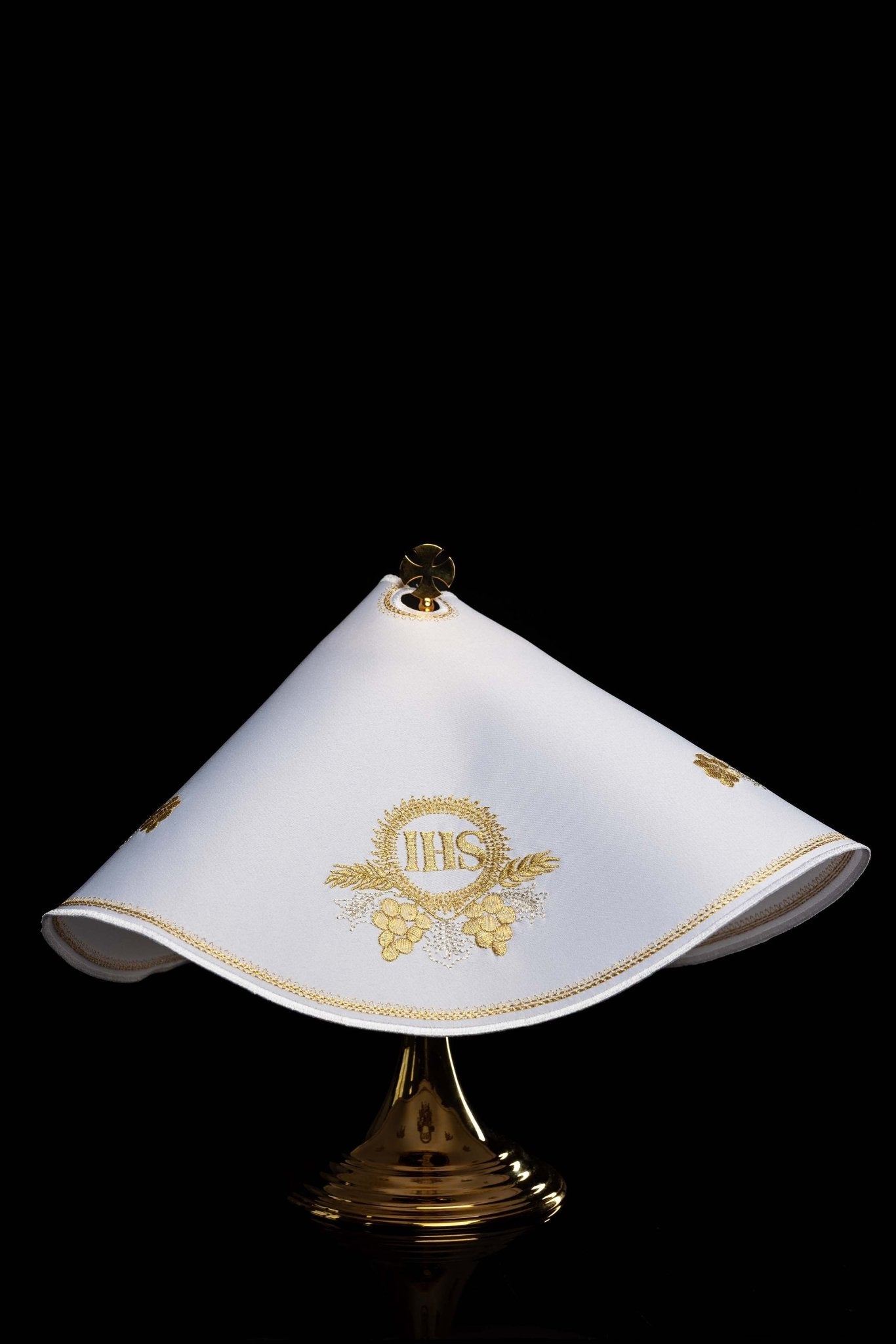 Voile de ciboire brodé IHS KWE/015/C/04 45cm BIAŁY - CHASUBLES.FR