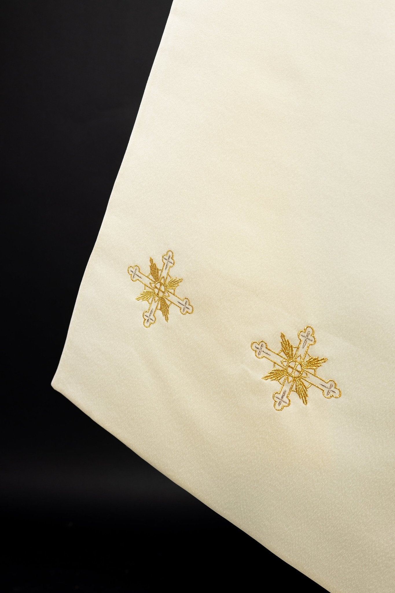 Voile liturgique brodé IHS KWL/038/05/20 55*270 ECRU SAT - CHASUBLES.FR