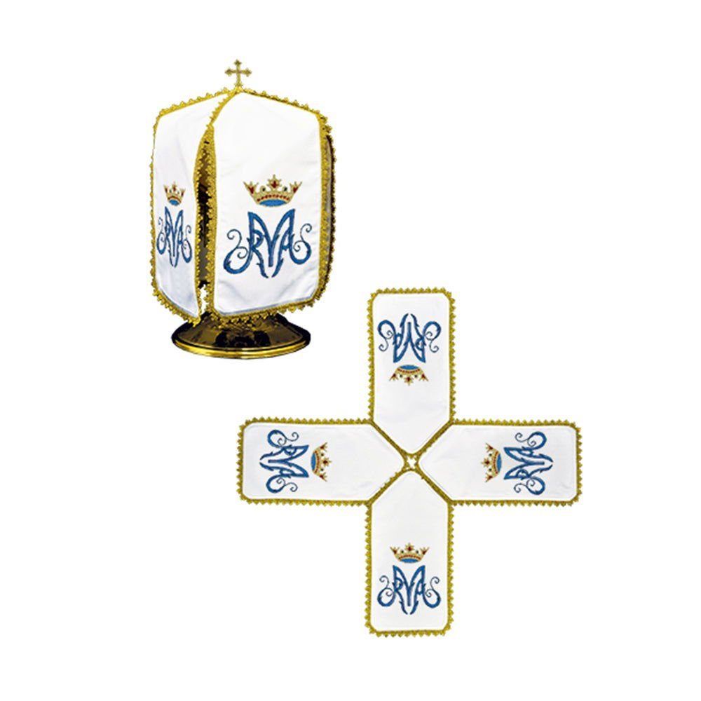 Voile pour une boîte de conserve avec un motif marial KWE/003/K/04 29cm. BIAŁY - CHASUBLES.FR