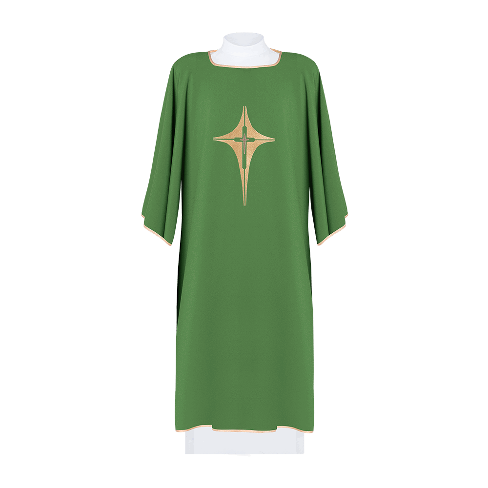 Dalmatie verte avec croix brodée en or