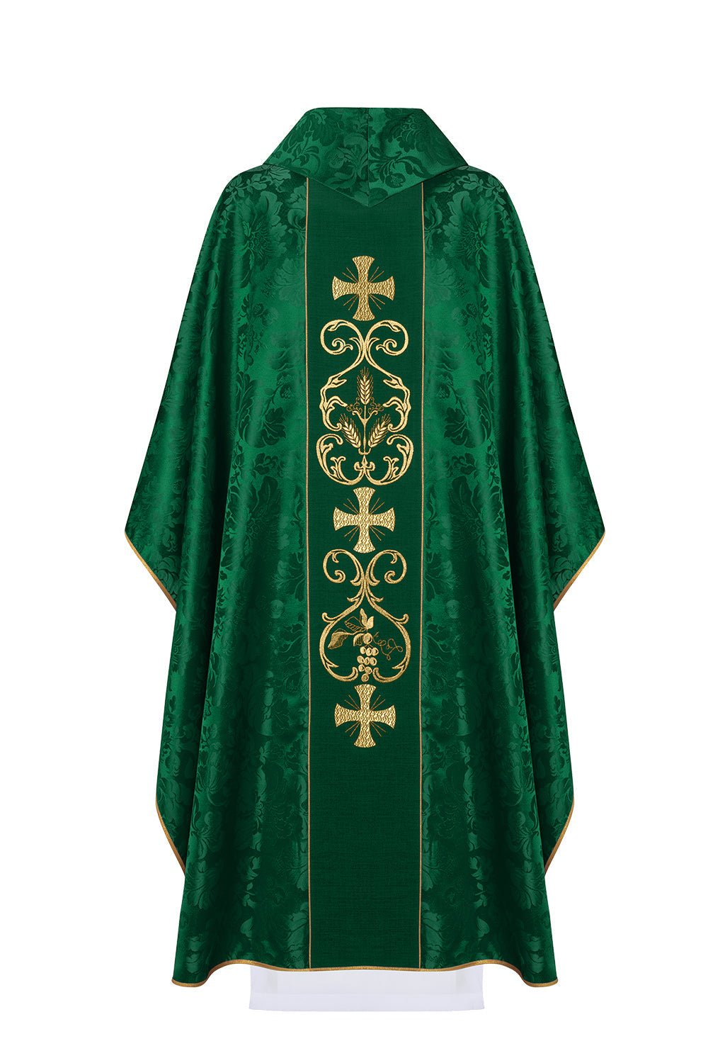 Chasuble liturgique verte ornée d'une ceinture brodée