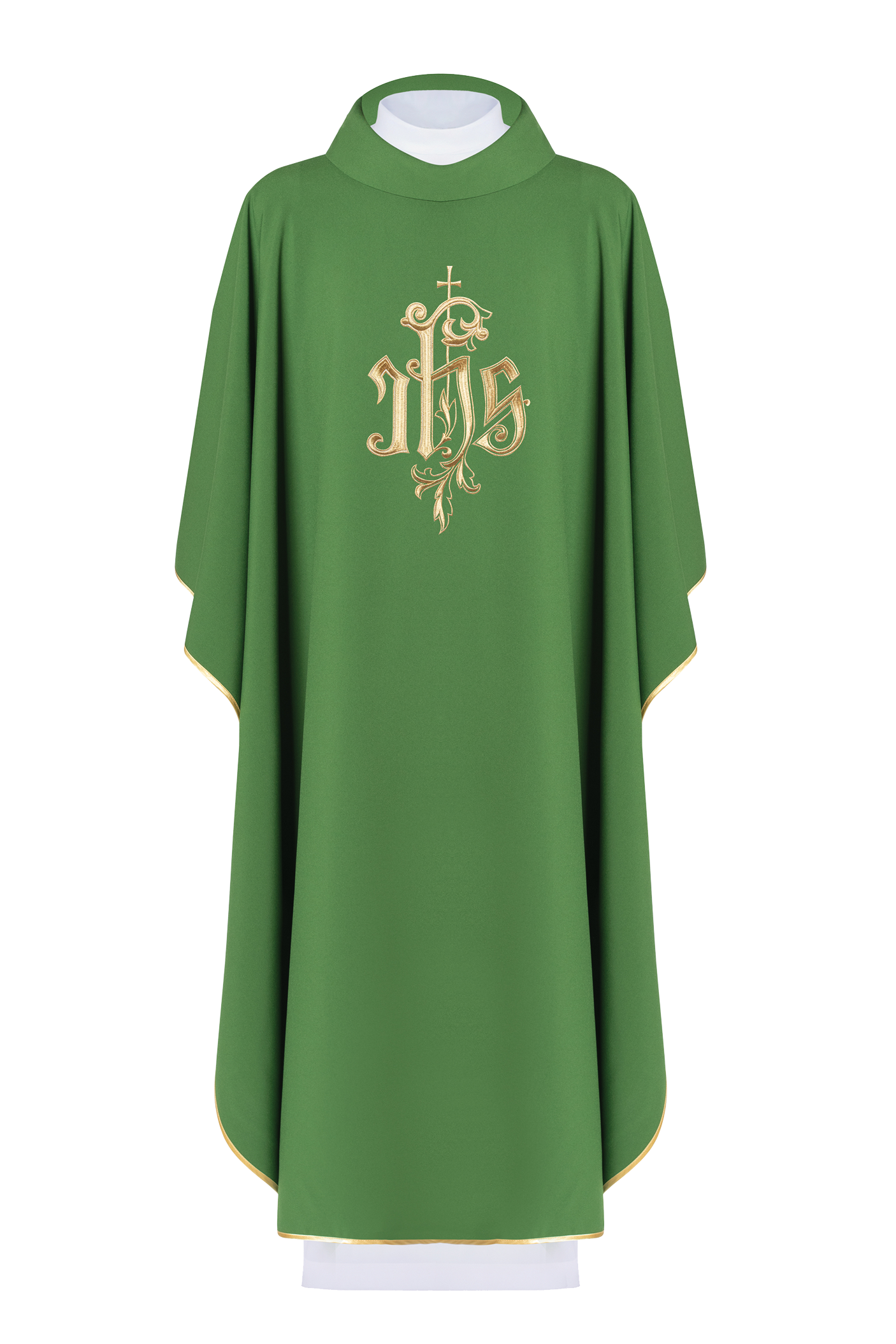 Chasuble verte avec broderie IHS dorée