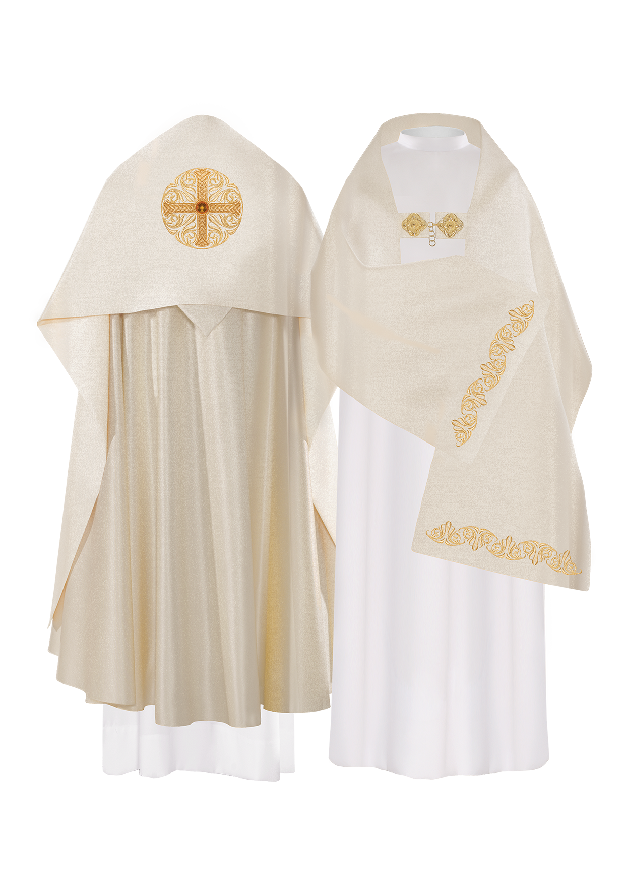 Voile liturgique doré avec motif de croix