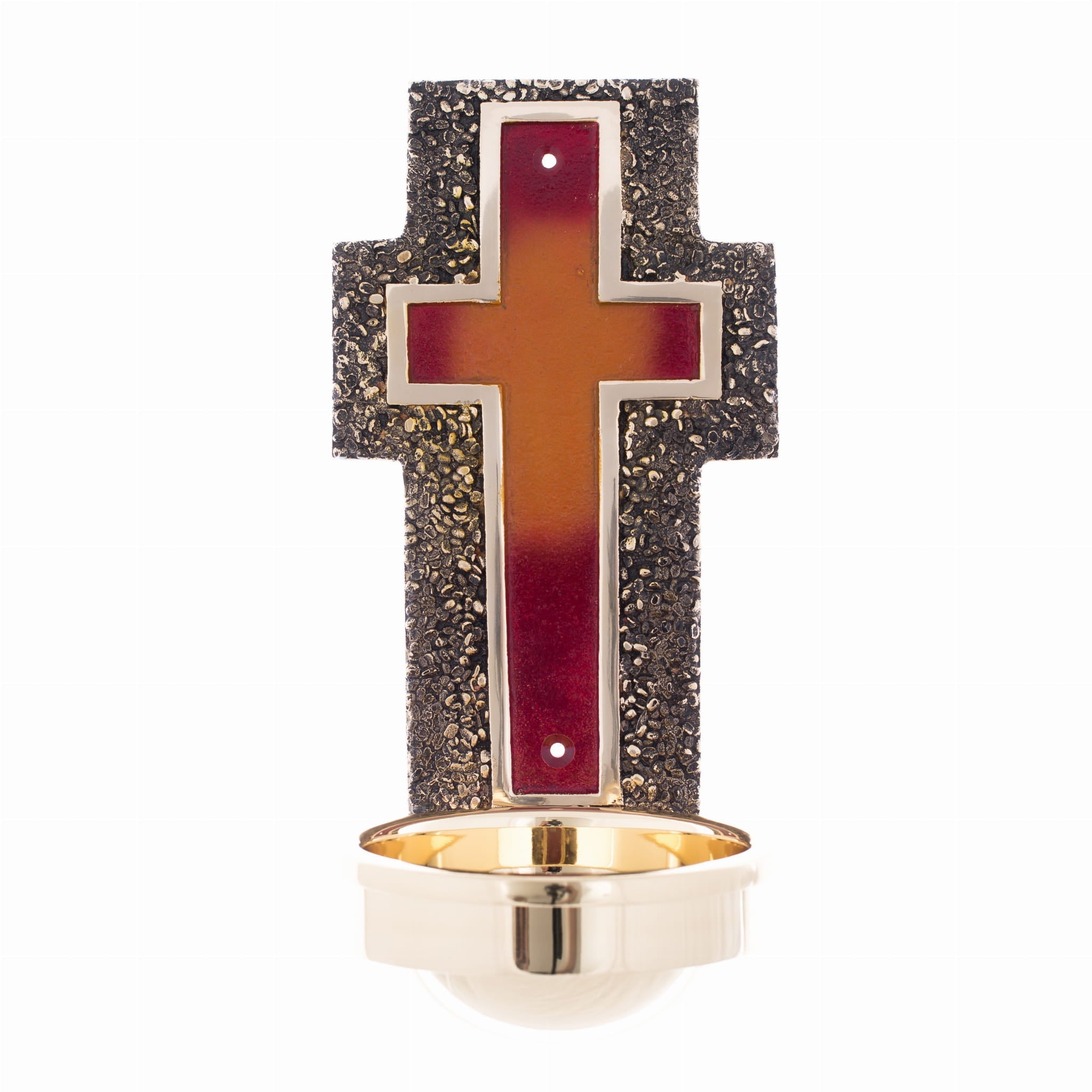 Bénitier en laiton avec croix