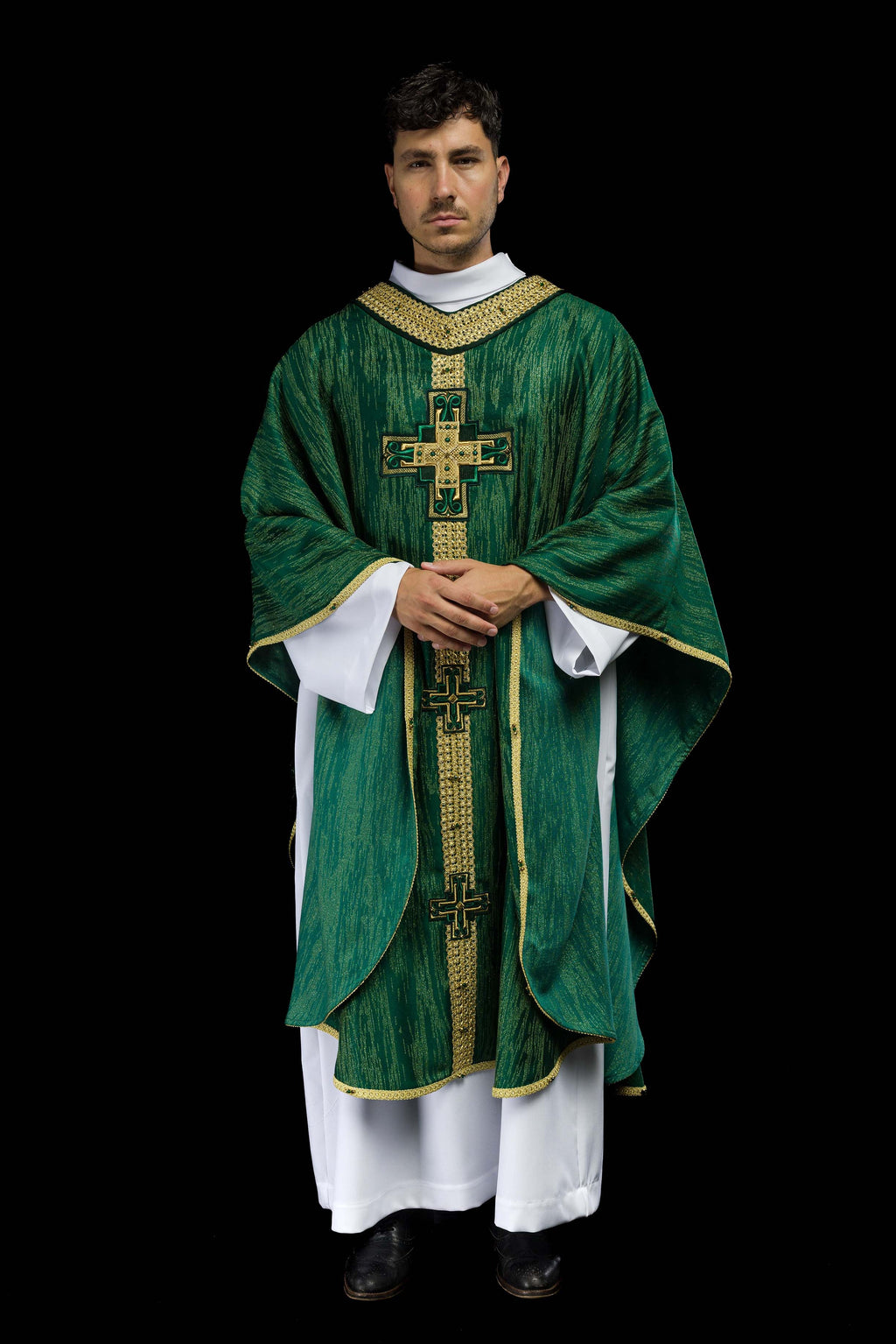 Chasuble faite à la main avec pierres naturelles Handmade 7015 Vert