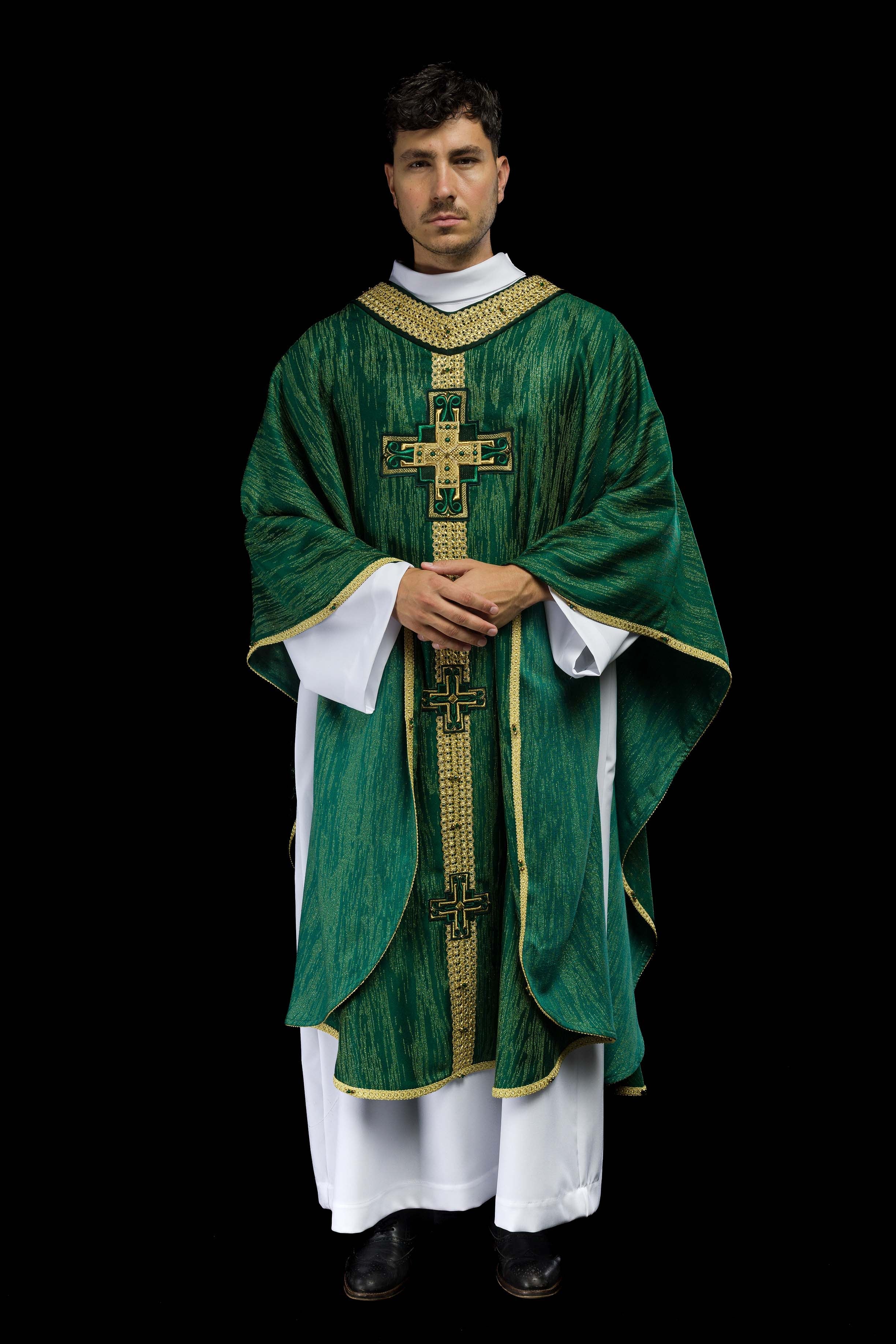 Chasuble faite à la main avec pierres naturelles Handmade 7015 Vert